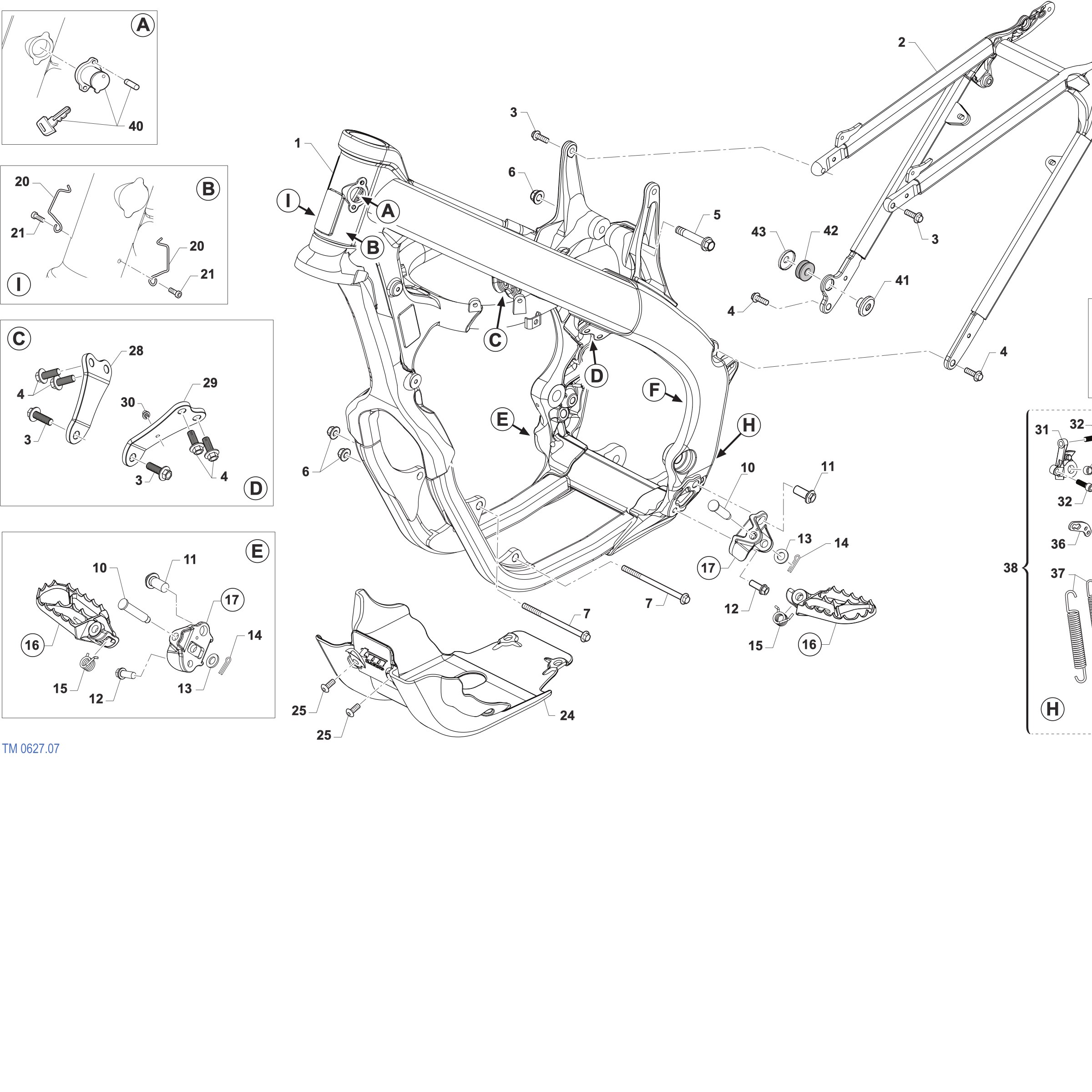 Pièces d'origine pour TM RACING 450 450 4T 450 Fi EN 2027 - Cadre et partie-cycle