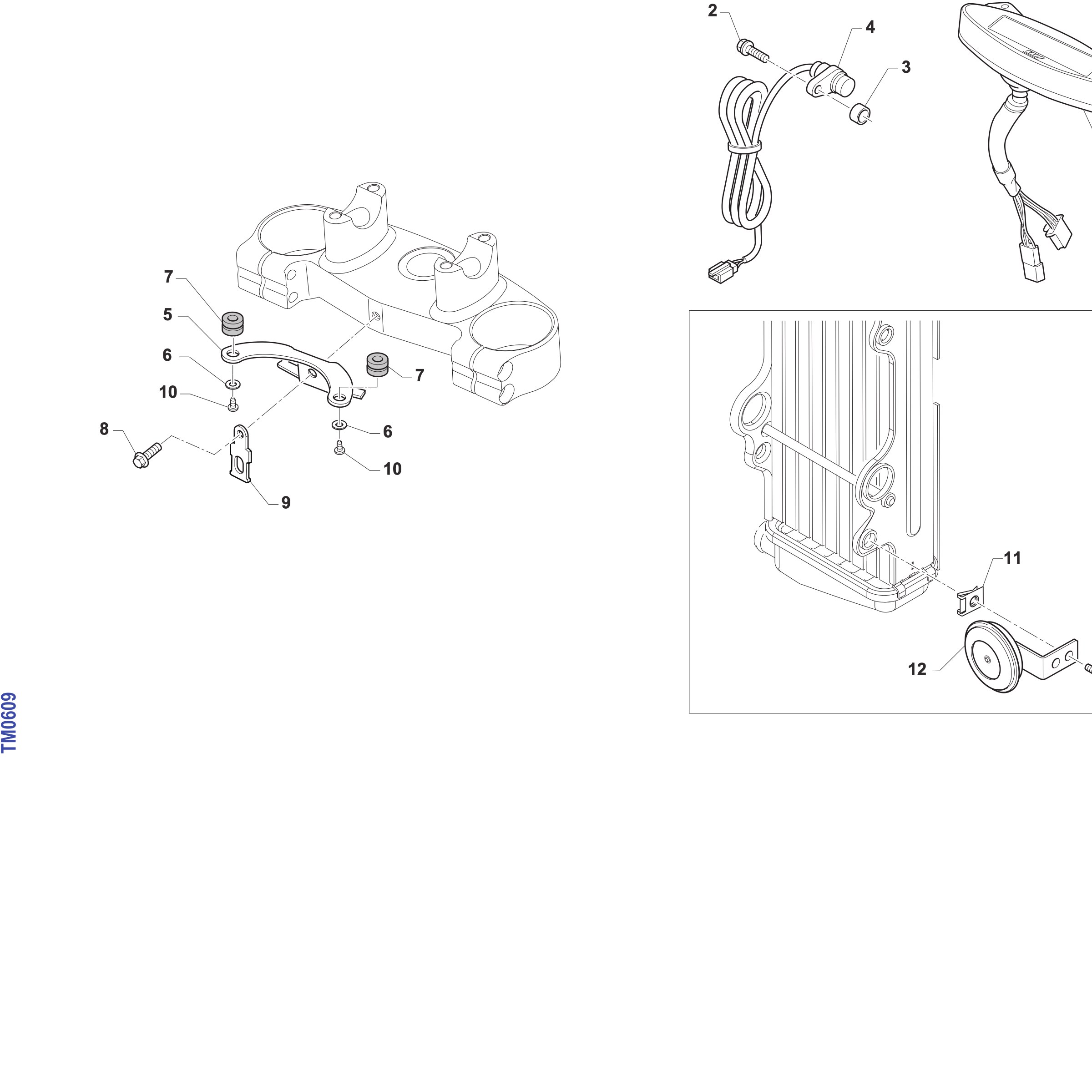 Pièces d'origine pour TM RACING 450 450 4T 450 Fi EN 2027 - Compteur kilométrique et klaxon