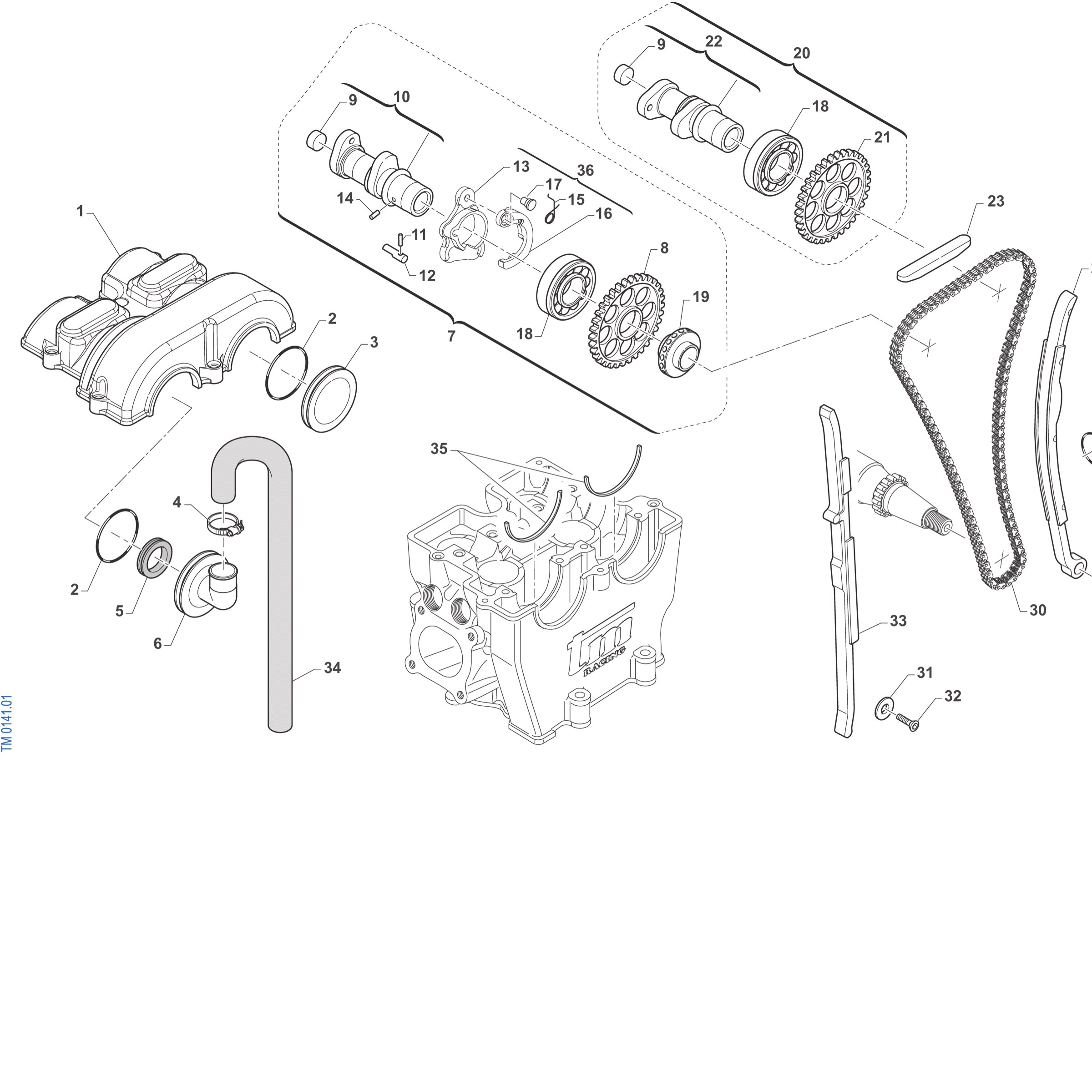 Pièces d'origine pour TM RACING 450 450 4T 450 Fi EN 2027 - Distribution moteur