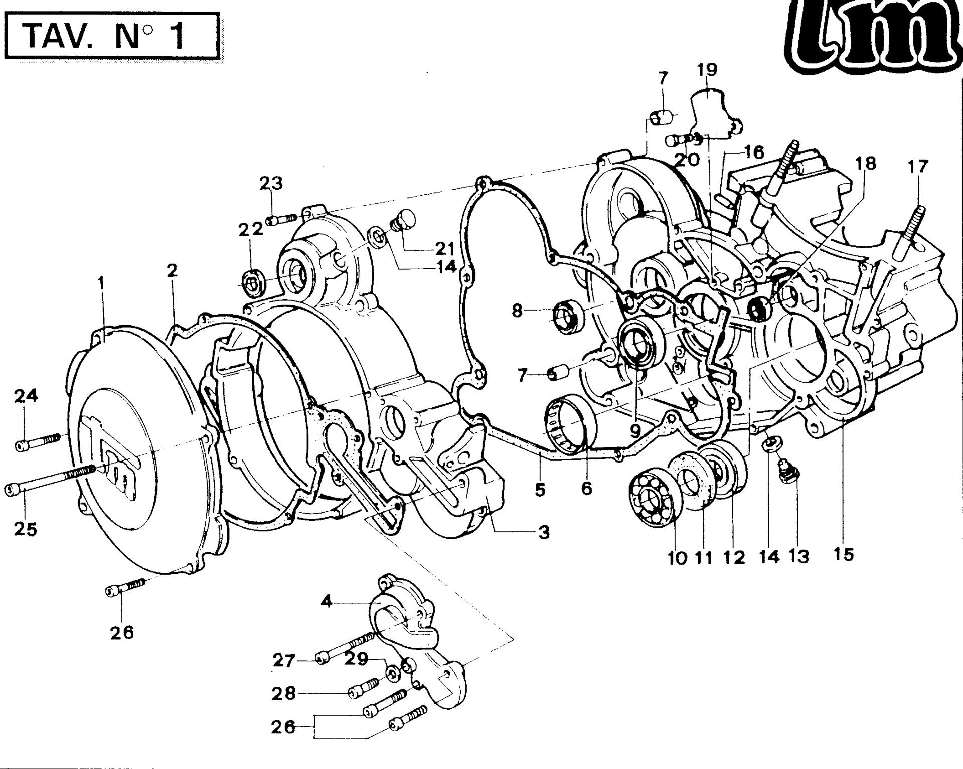 Pièces d'origine pour TM RACING 125 125 125 2 Temps MX/EN 1995 - Carter d'embrayage