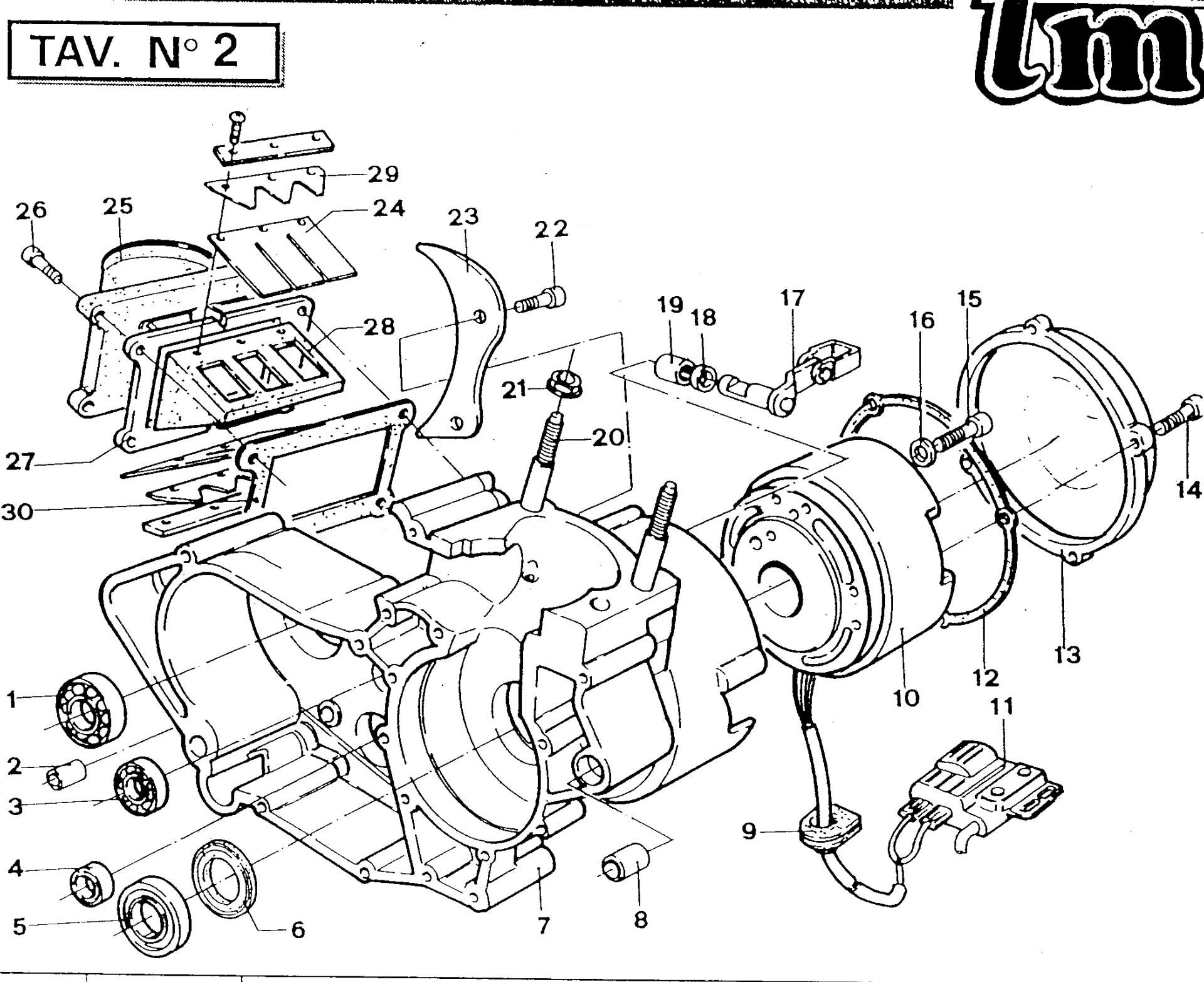 Pièces d'origine pour TM RACING 125 125 125 2 Temps MX/EN 1995 - Carter d'embrayage