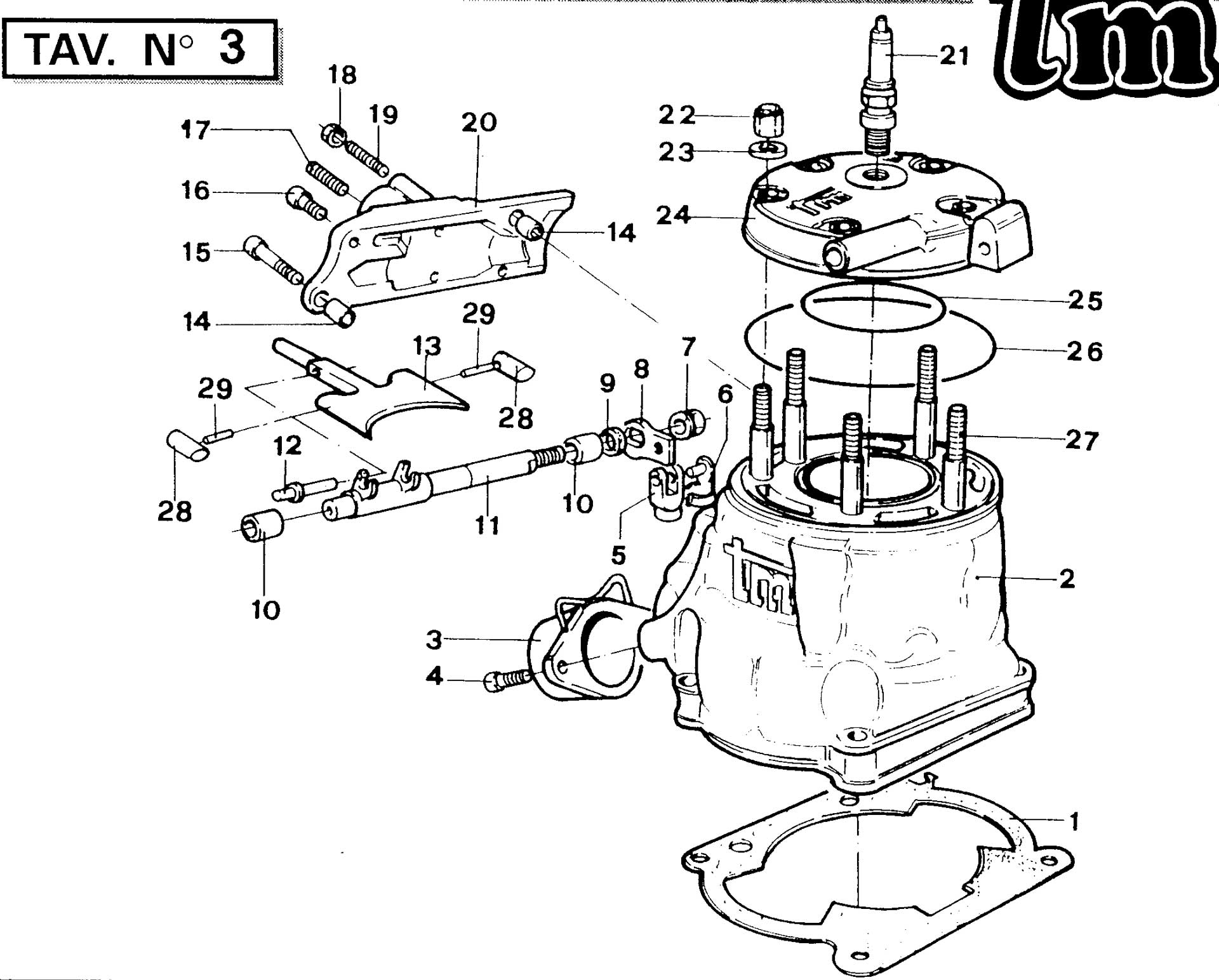 Pièces d'origine pour TM RACING 125 125 125 2 Temps MX/EN 1995 - Cylindre et carter d'embrayage