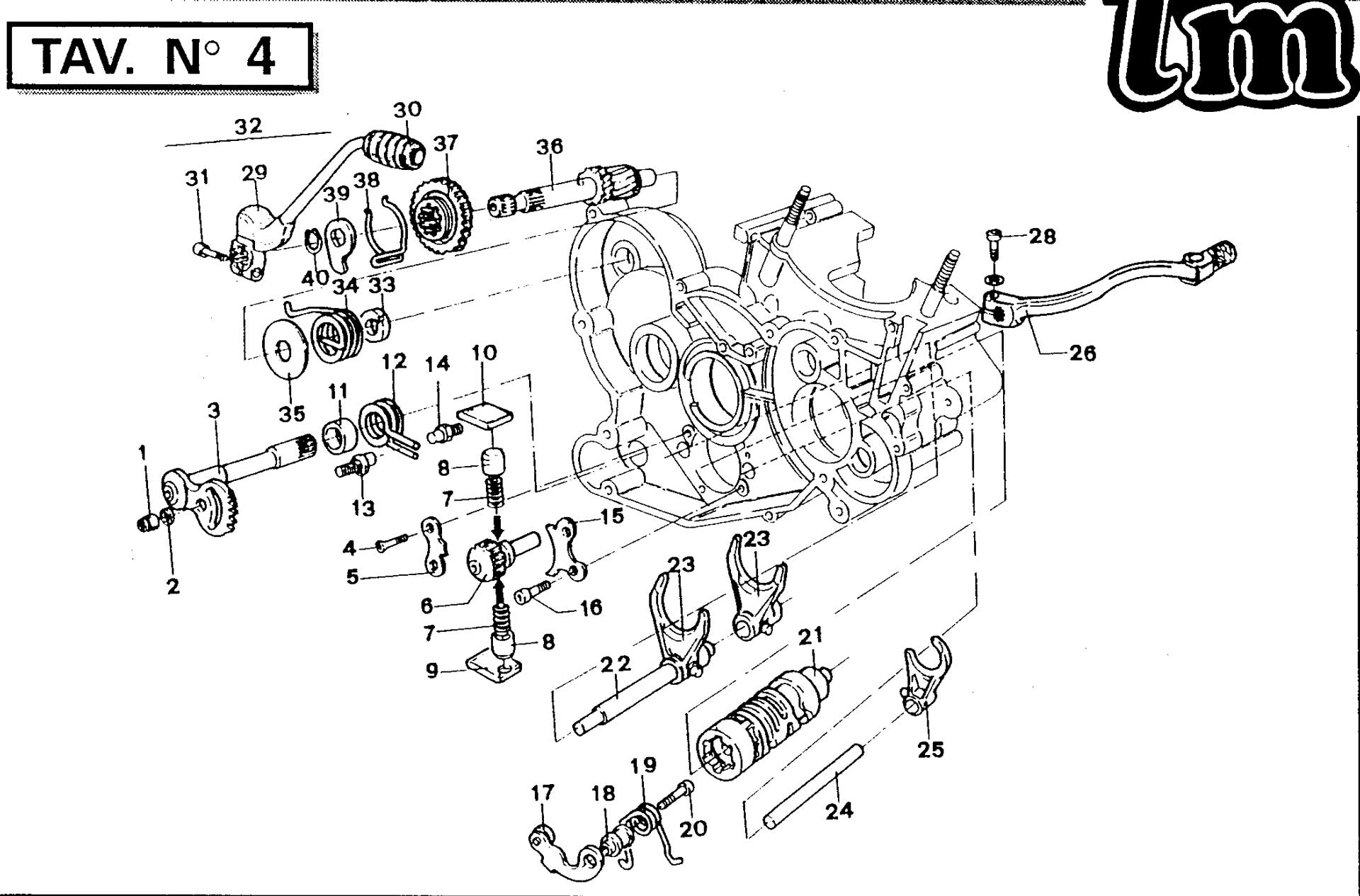 Pièces d'origine pour TM RACING 125 125 125 2 Temps MX/EN 1995 - Fourchette d'embrayage et sélecteur