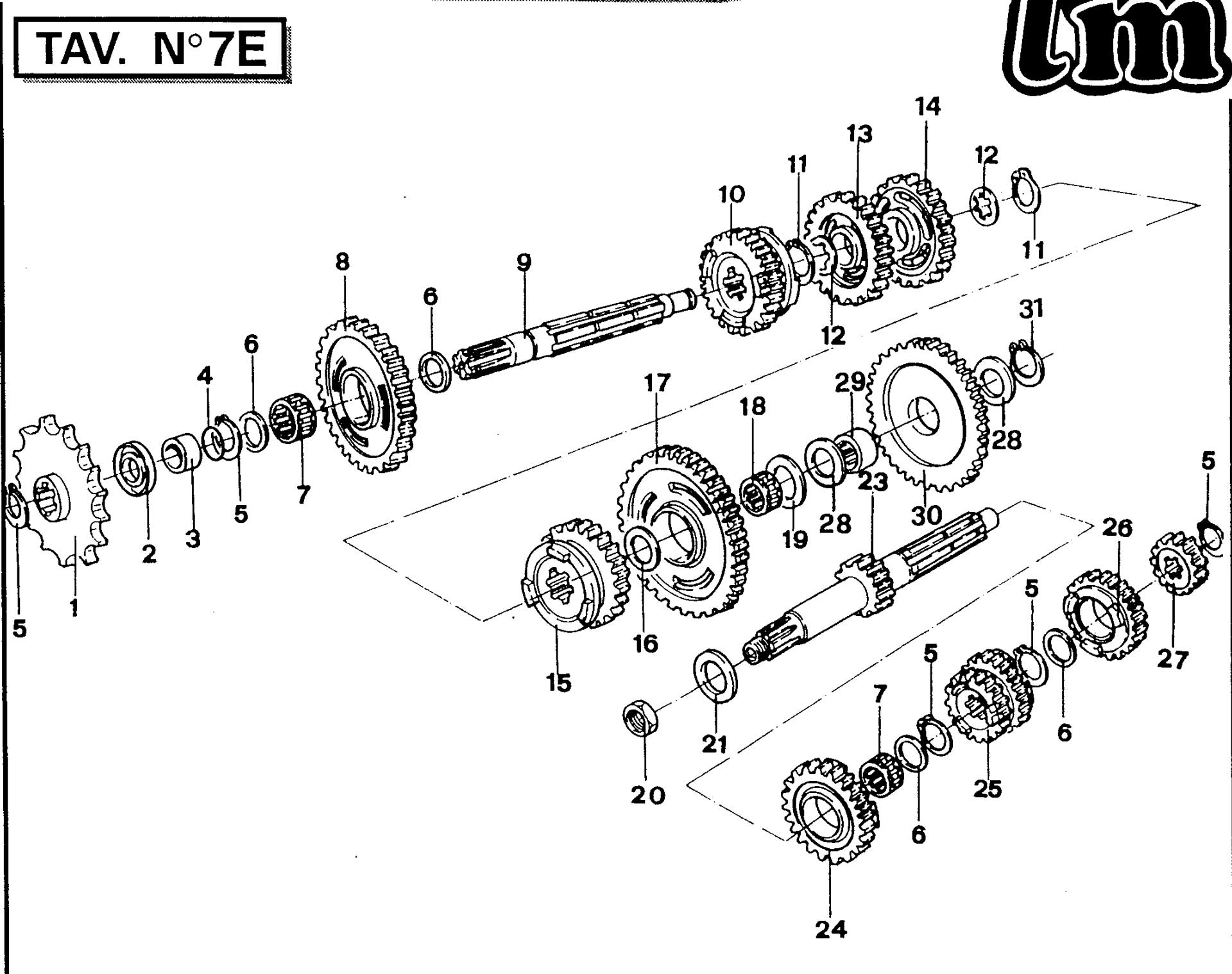 Pièces d'origine pour TM RACING 125 125 125 2 Temps MX/EN 1995 - Boîte de vitesse