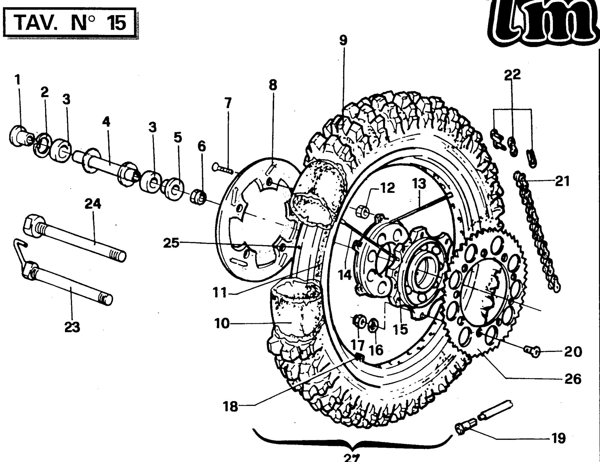 Pièces d'origine pour TM RACING 100 100 100 2 Temps MX/EN 1994 - Roue arrière
