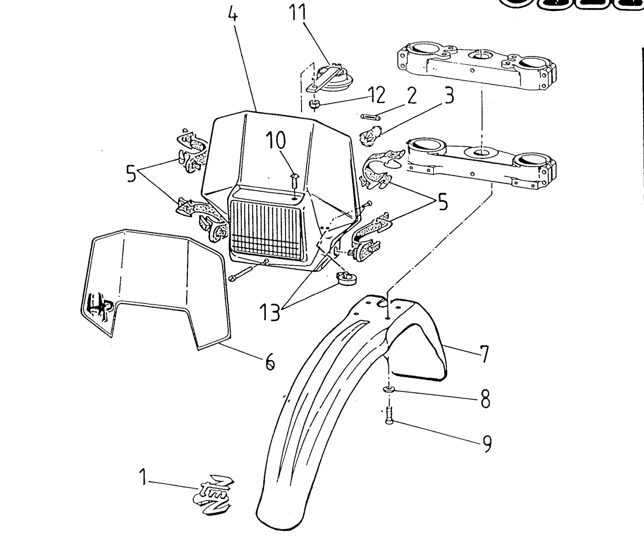Pièces d'origine pour TM RACING 85 85 85 2 Temps MX/EN 1996 - Plastiques avant Enduro