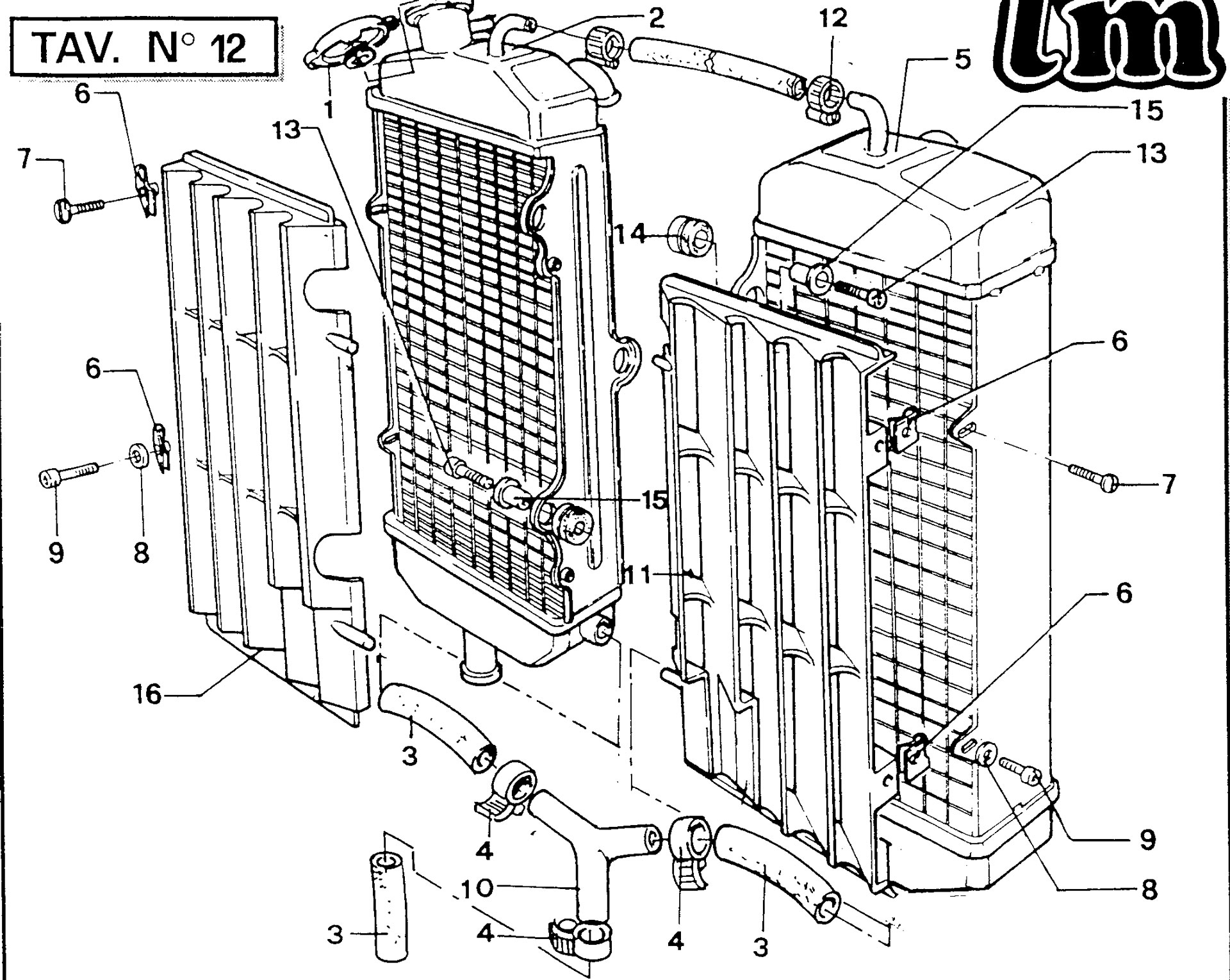 Pièces d'origine pour TM RACING 85 85 85 2 Temps MX/EN 1996 - Radiateur moteur