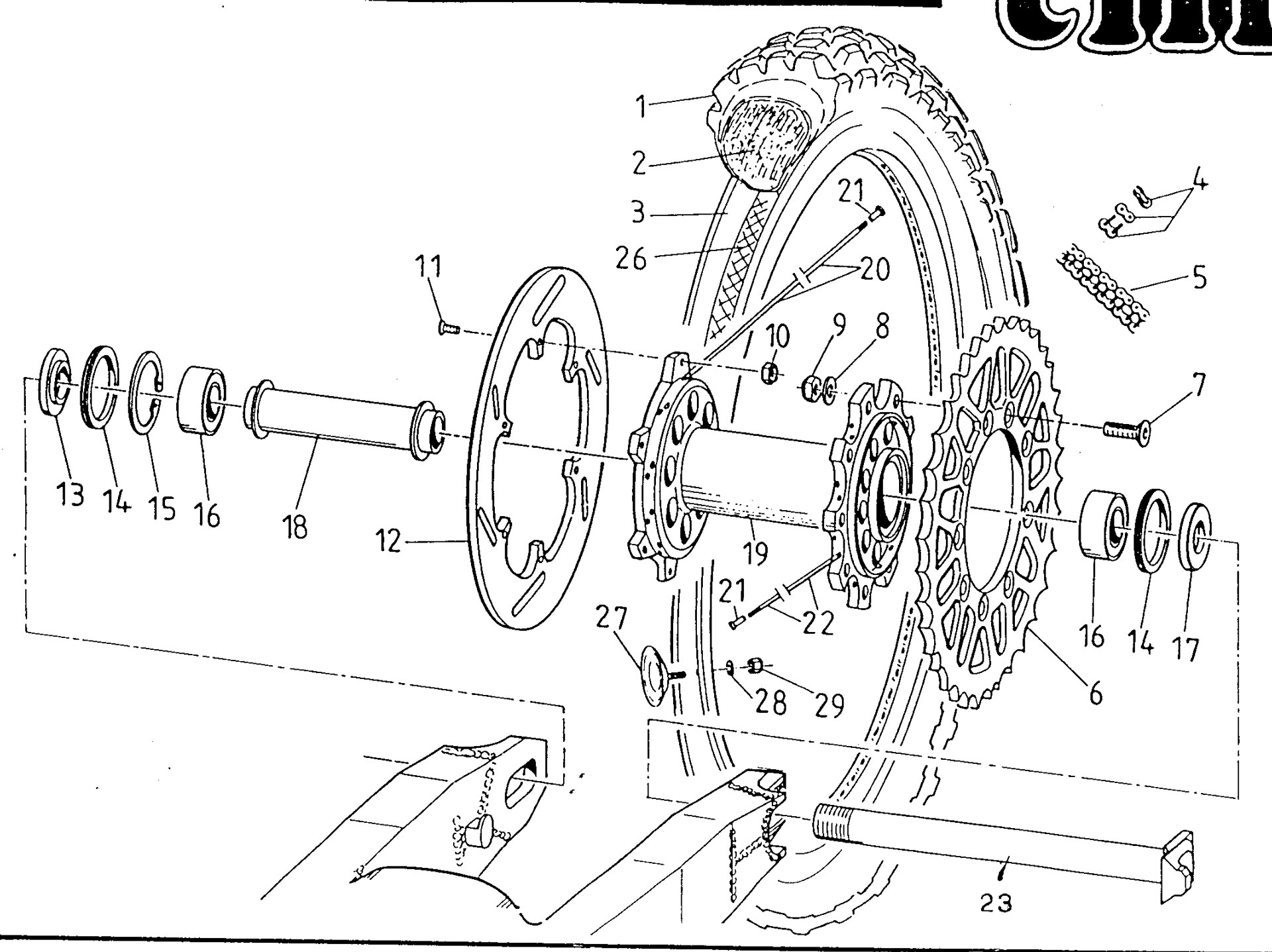 Pièces d'origine pour TM RACING 85 85 85 2 Temps MX/EN 1996 - Roue arrière