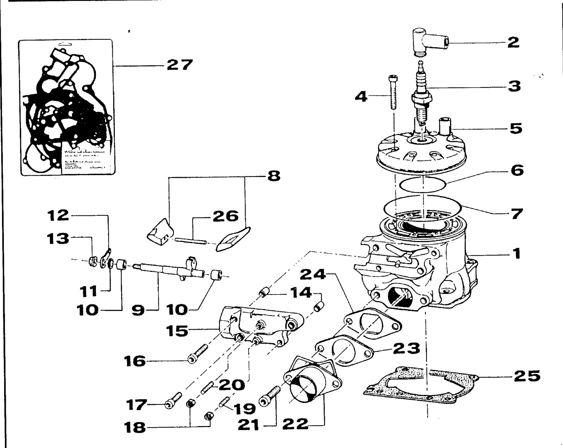 Pièces d'origine pour TM RACING 125 125 125 2 Temps MX/EN 2000 - Cylindre moteur