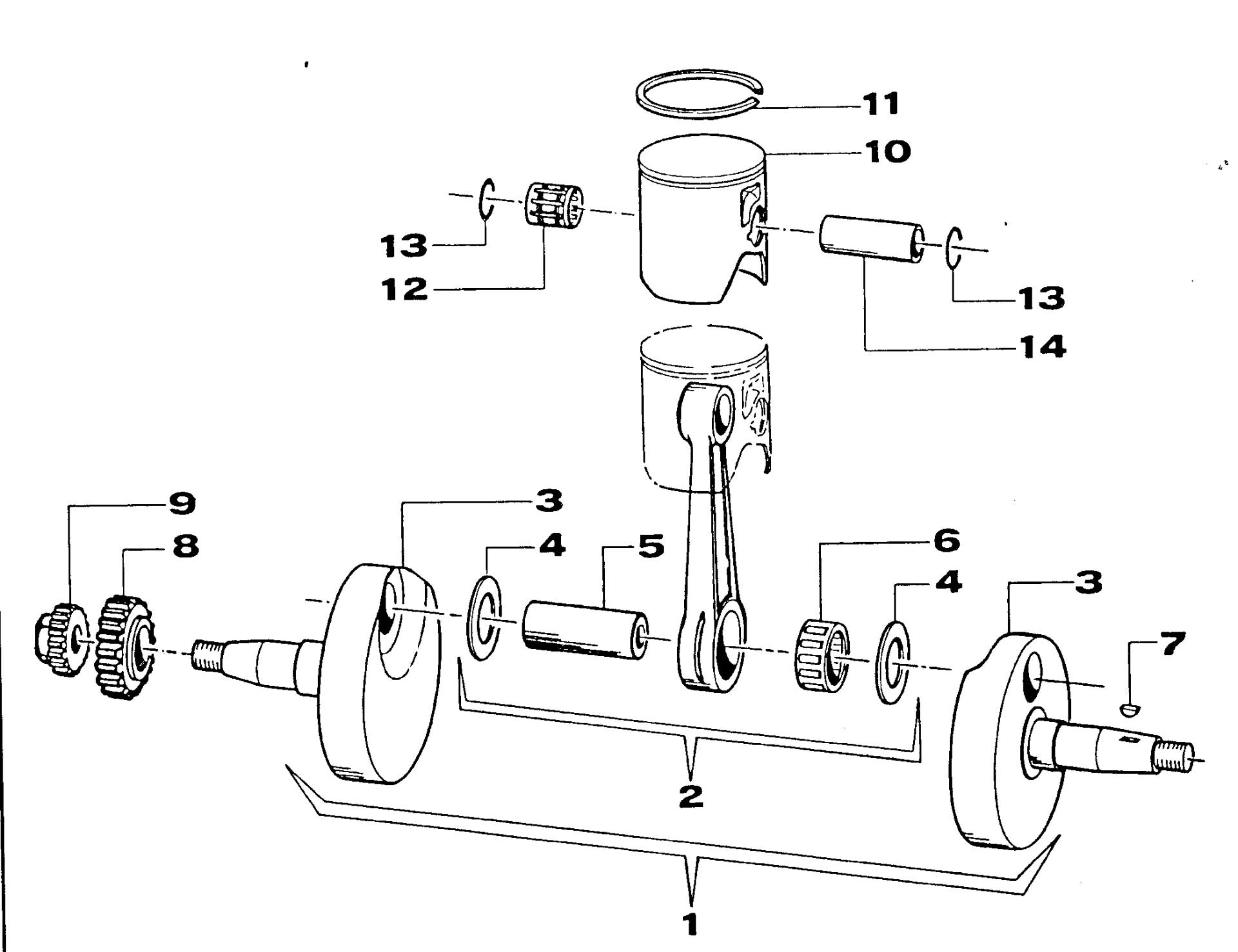 Pièces d'origine pour TM RACING 125 125 125 2 Temps MX/EN 2000 - Arbre moteur et piston