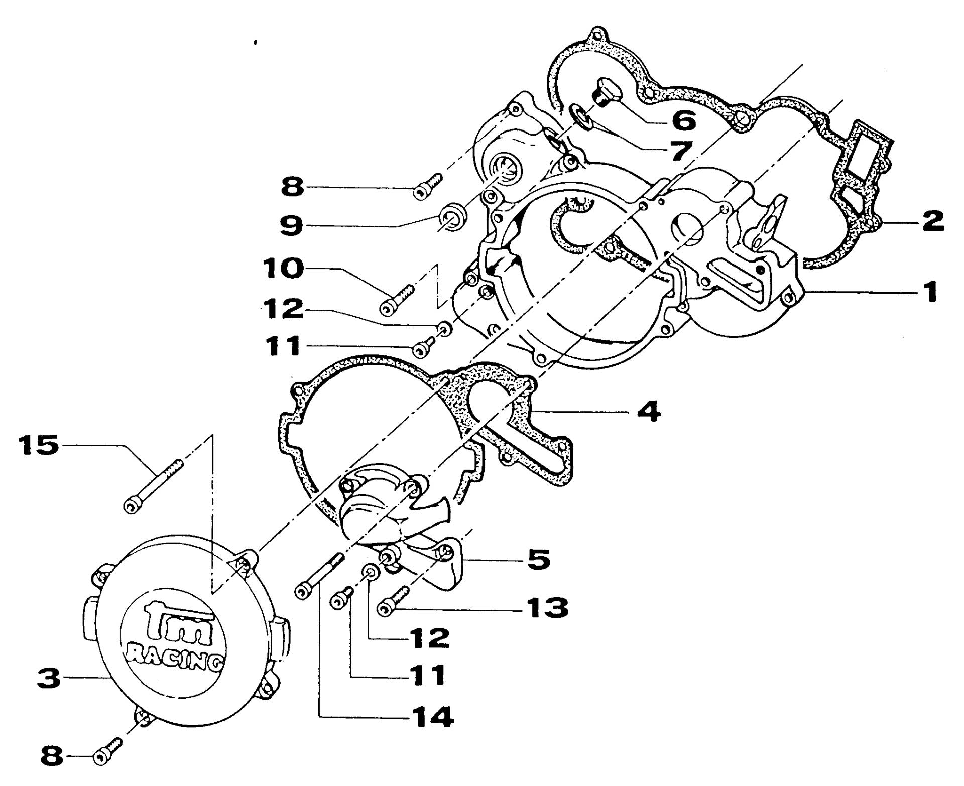 Pièces d'origine pour TM RACING 125 125 125 2 Temps MX/EN 2000 - Carter d'embrayage