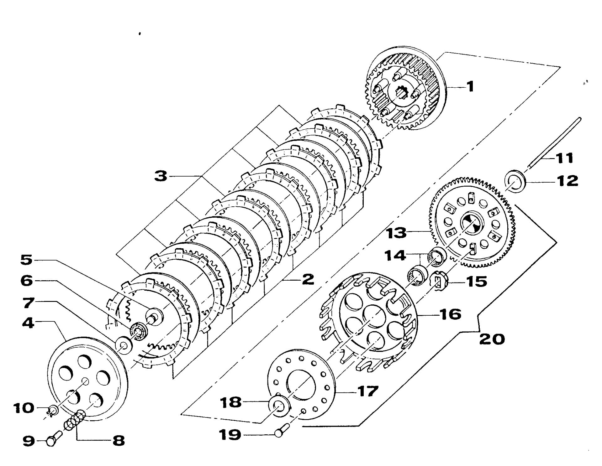 Pièces d'origine pour TM RACING 125 125 125 2 Temps MX/EN 2000 - Embrayage et pièces associées