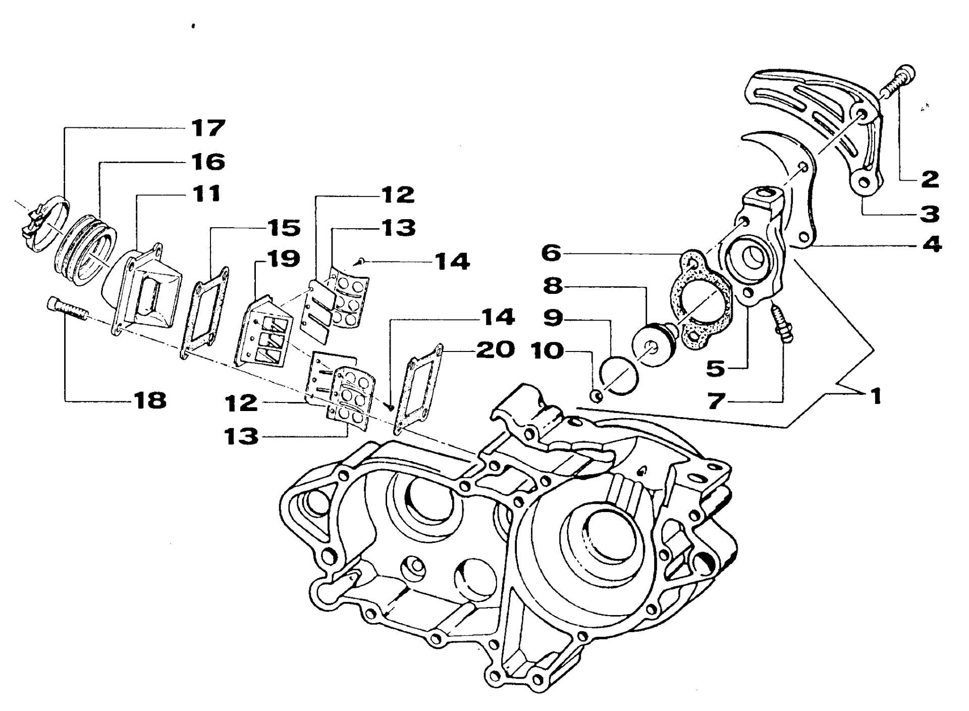 Pièces d'origine pour TM RACING 125 125 125 2 Temps MX/EN 2000 - Admission d'air et récepteur d'embrayage
