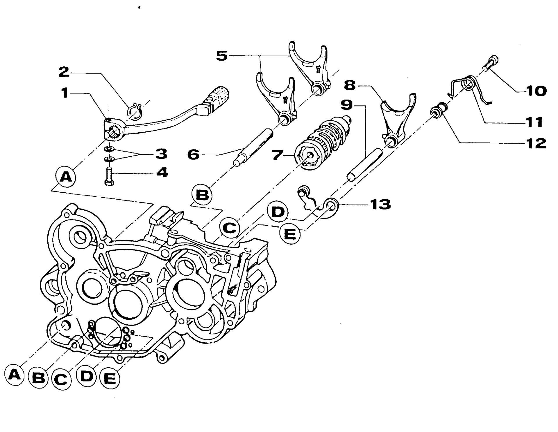 Pièces d'origine pour TM RACING 125 125 125 2 Temps MX/EN 2000 - Fourchette et sélecteur de boîte de vitesses