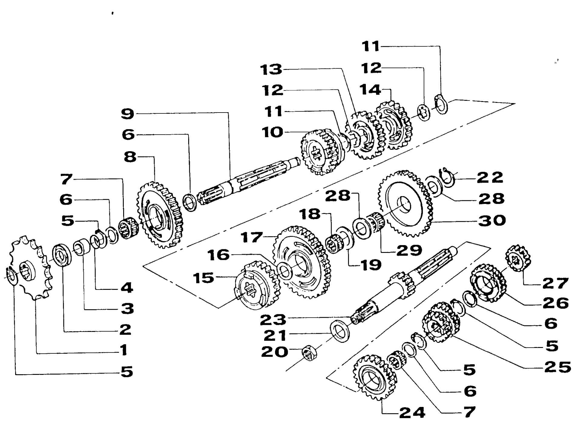 Pièces d'origine pour TM RACING 125 125 125 2 Temps MX/EN 2000 - Boîte de vitesse MX