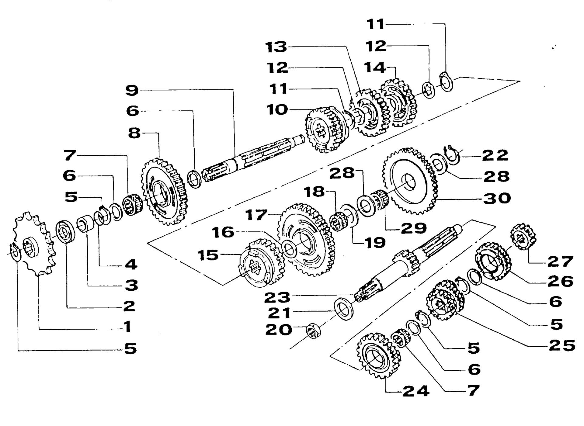 Pièces d'origine pour TM RACING 125 125 125 2 Temps MX/EN 2000 - Boîte de vitesse