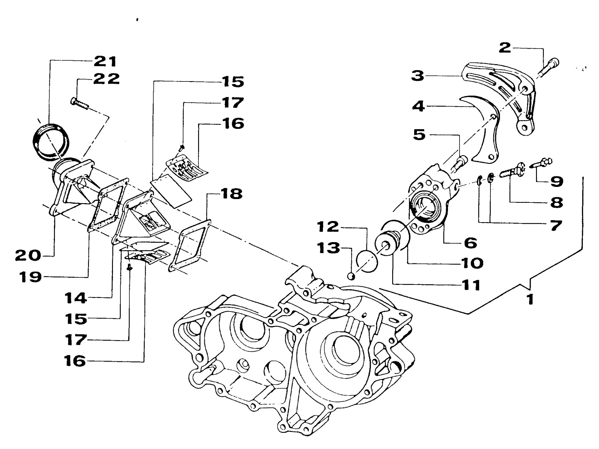 Pièces d'origine pour TM RACING 250 250 250 2 Temps MX/EN 2000 - Corps d'admission et récepteur d'embrayage
