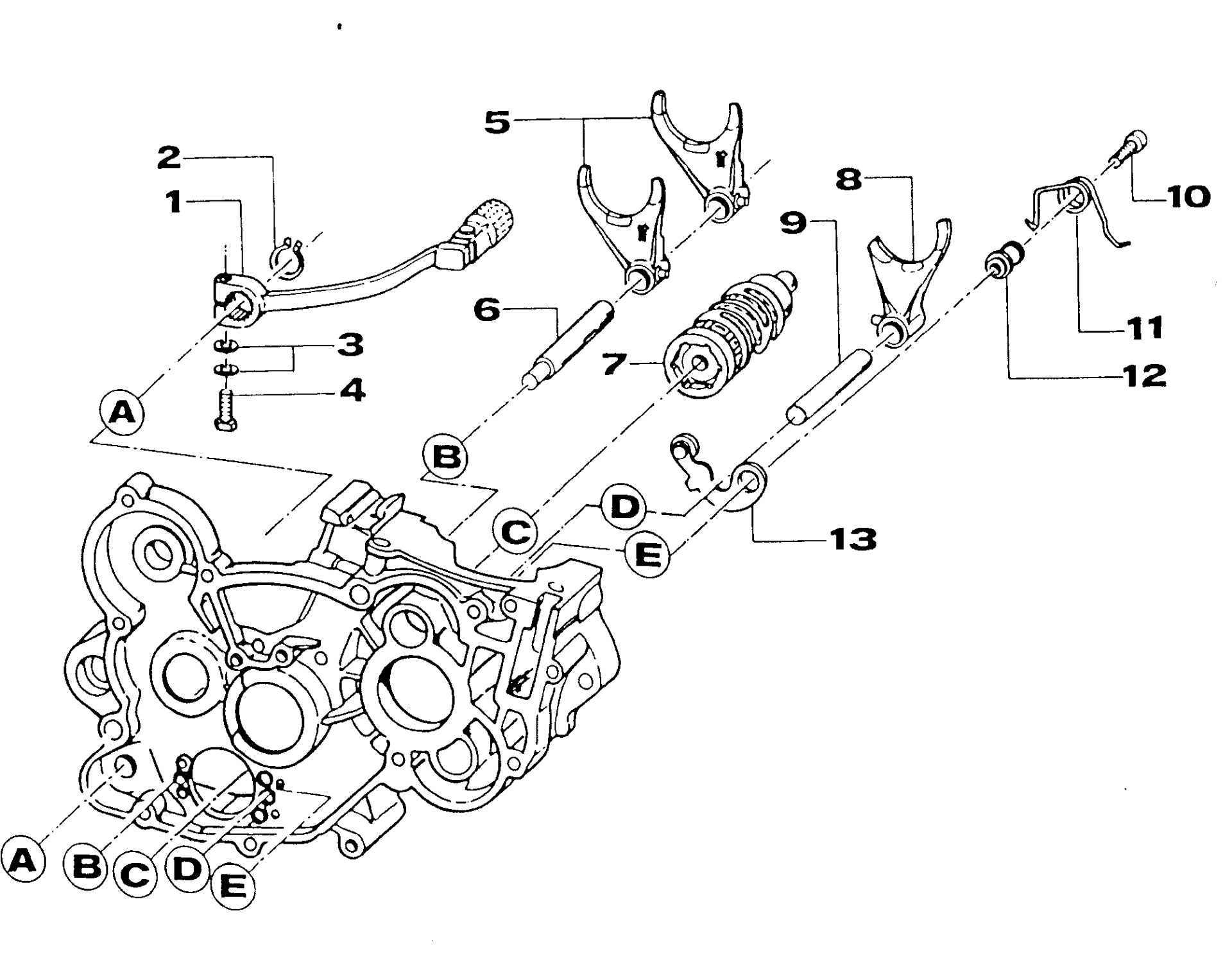 Pièces d'origine pour TM RACING 250 250 250 2 Temps MX/EN 2000 - Fourchette de boîte de vitesses