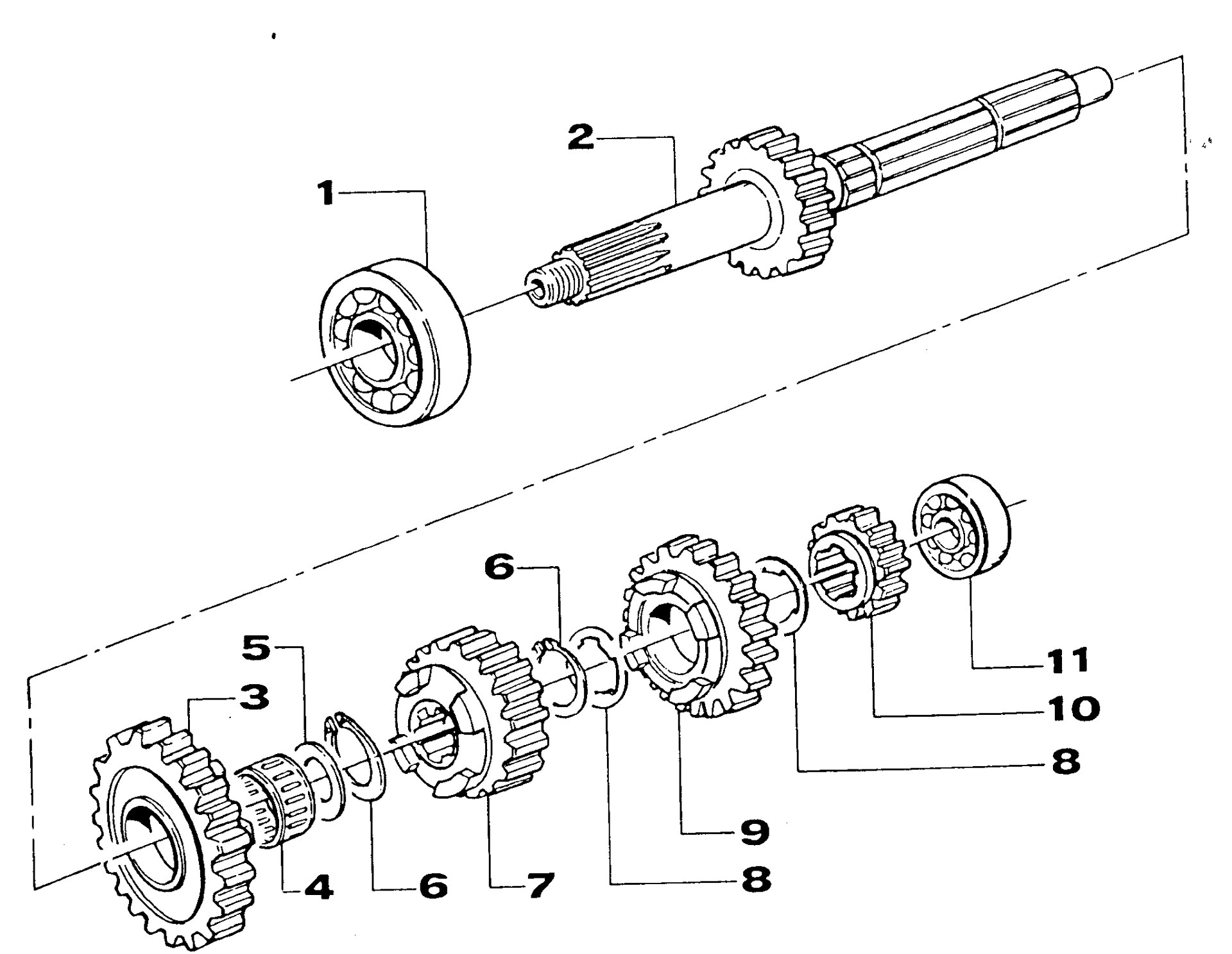 Pièces d'origine pour TM RACING 250 250 250 2 Temps MX/EN 2000 - Arbre primaire de boîte de vitesses