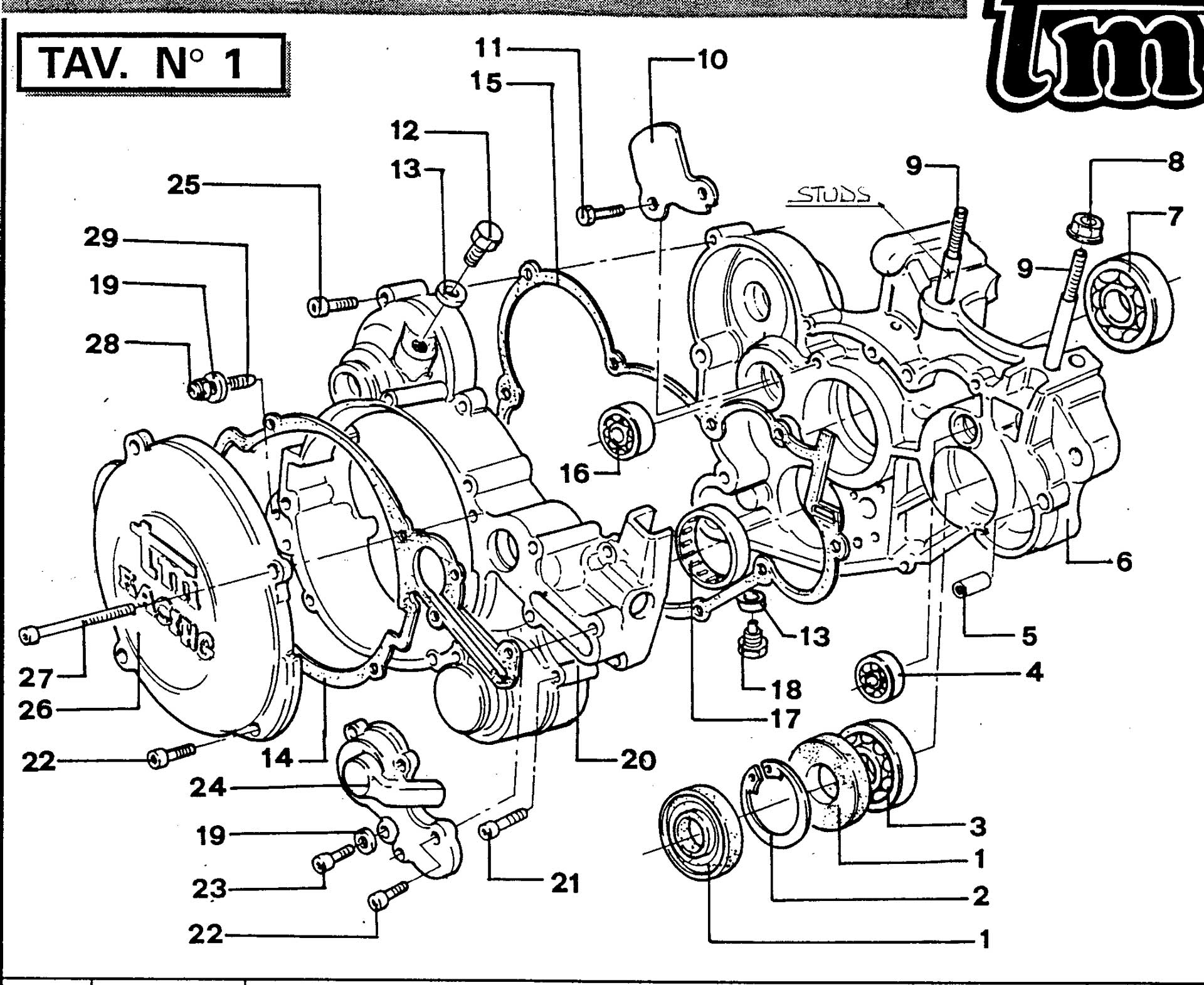 Pièces d'origine pour TM RACING 250 250 250 2 Temps MX/EN 1994 - Carter d'embrayage