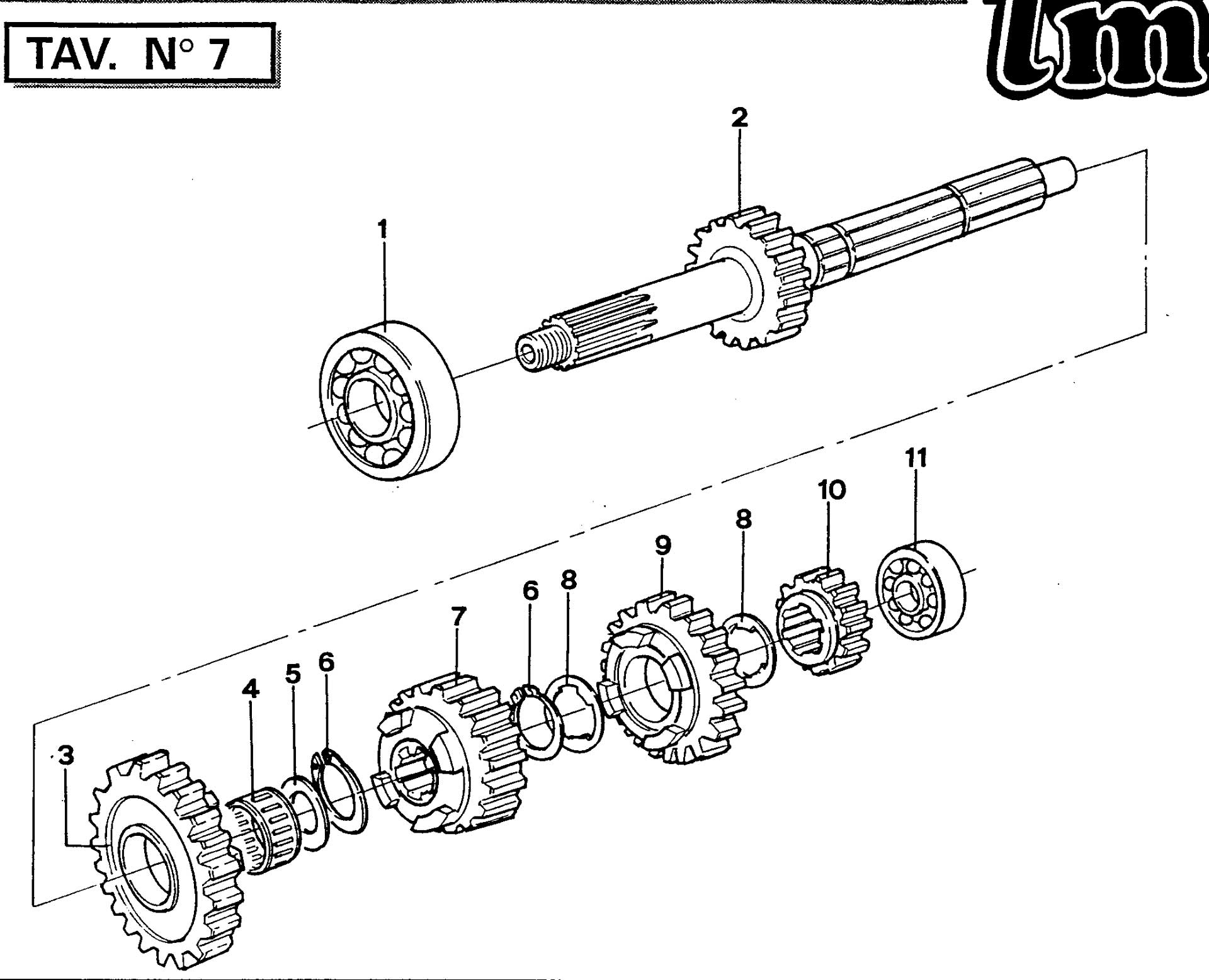 Pièces d'origine pour TM RACING 250 250 250 2 Temps MX/EN 1994 - Arbre primaire (boîte de vitesses)