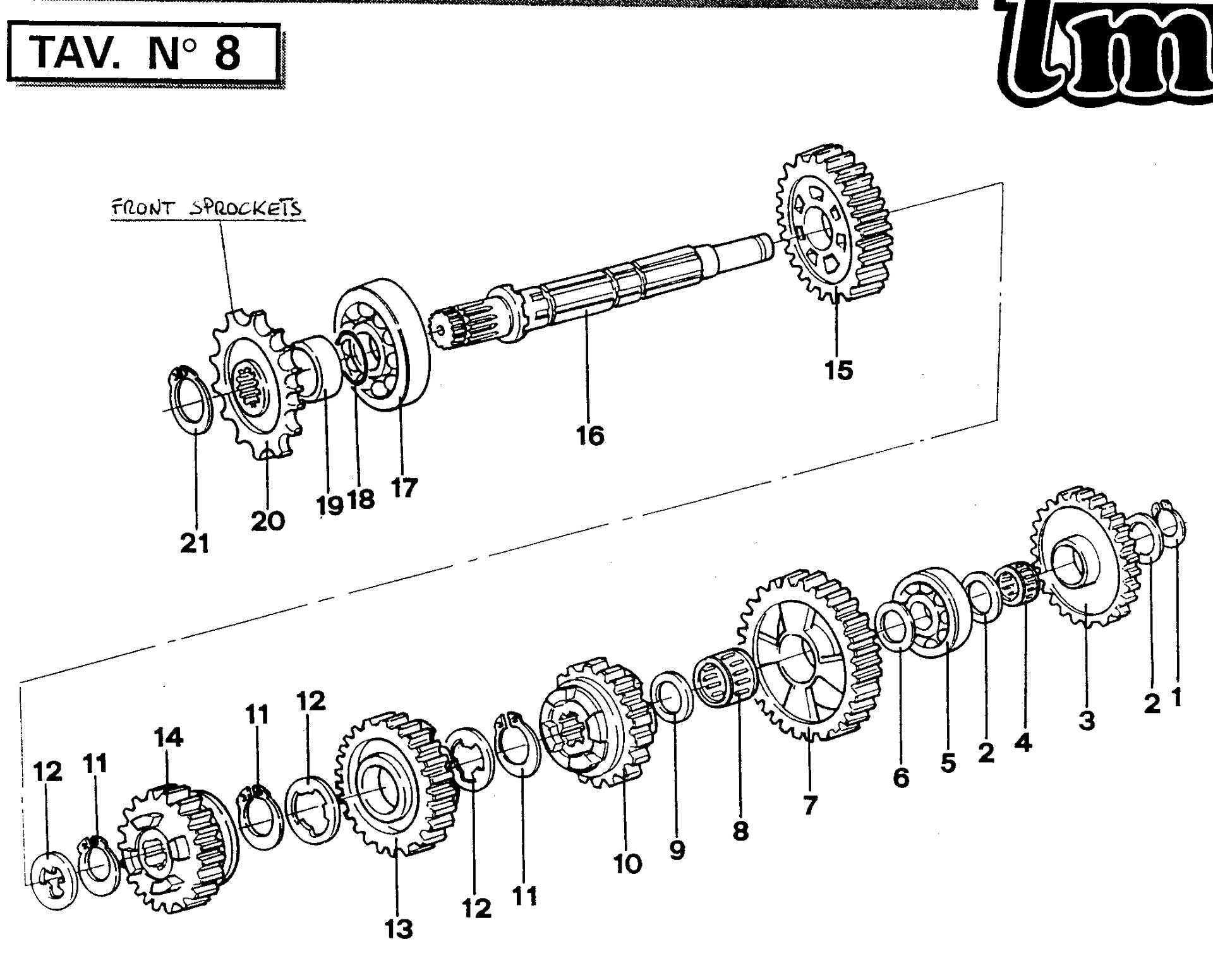 Pièces d'origine pour TM RACING 250 250 250 2 Temps MX/EN 1994 - Arbre d'équilibrage