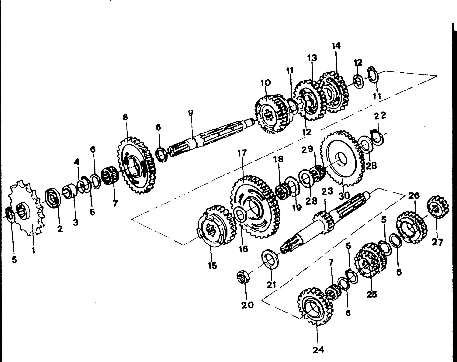 Pièces d'origine pour TM RACING 125 125 125 2 Temps MX/EN 1997 - Boîte de vitesses MX