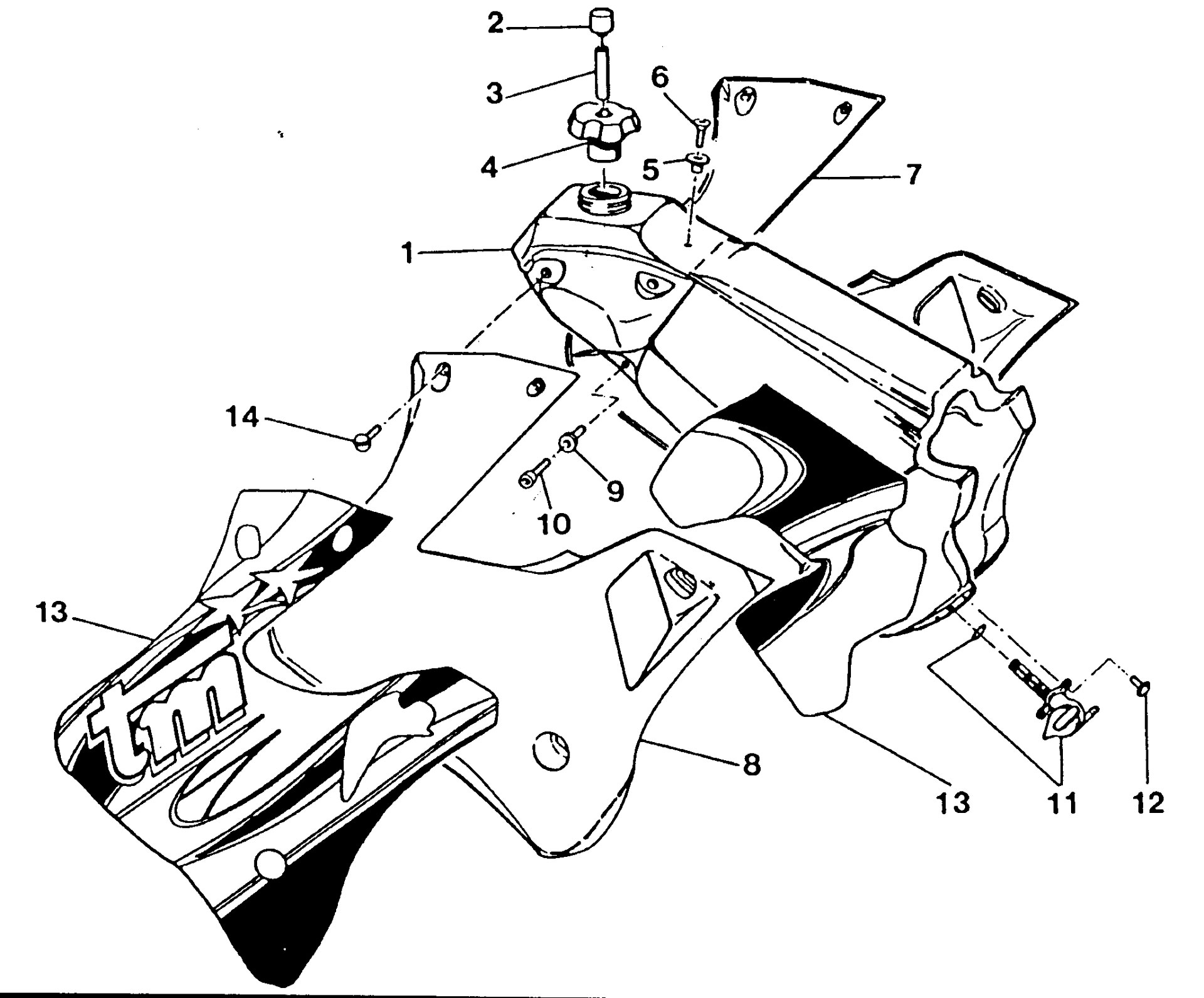 Pièces d'origine pour TM RACING 100 100 100 2 Temps MX/EN 1998 - Réservoir carburant