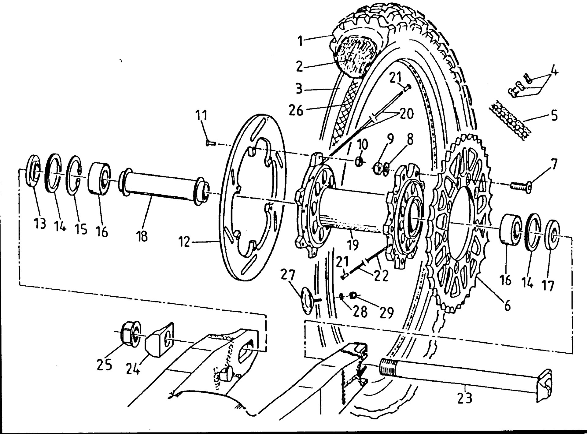 Pièces d'origine pour TM RACING 100 100 100 2 Temps MX/EN 1998 - Roue arrière