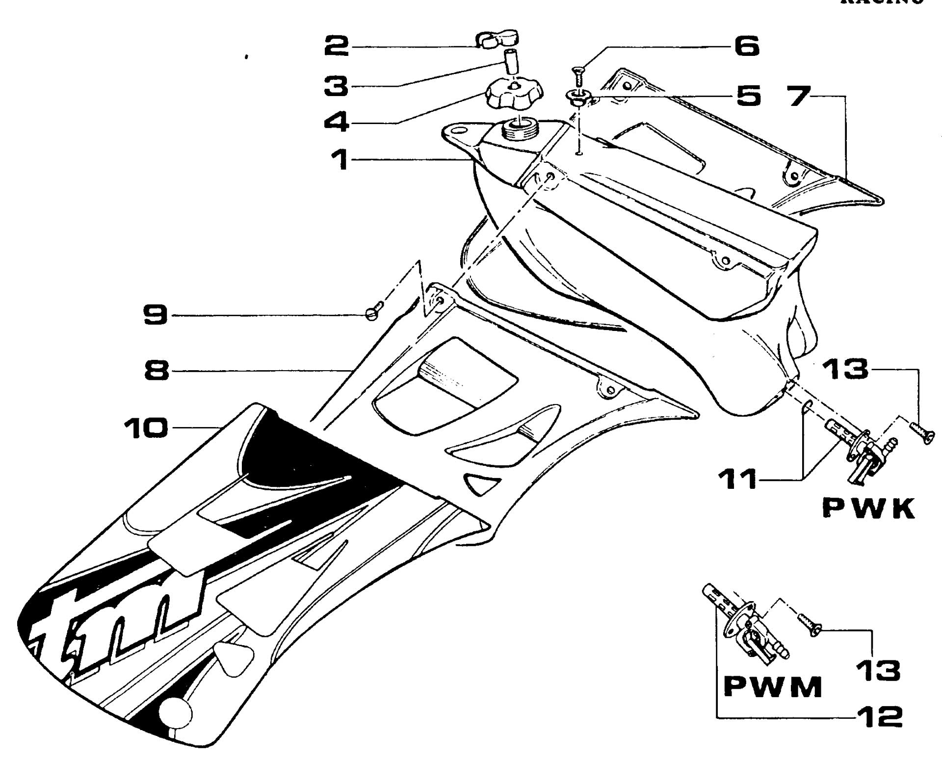 Pièces d'origine pour TM RACING 100 100 100 2 Temps MX/EN 2000 - Réservoir d'huile et lubrification