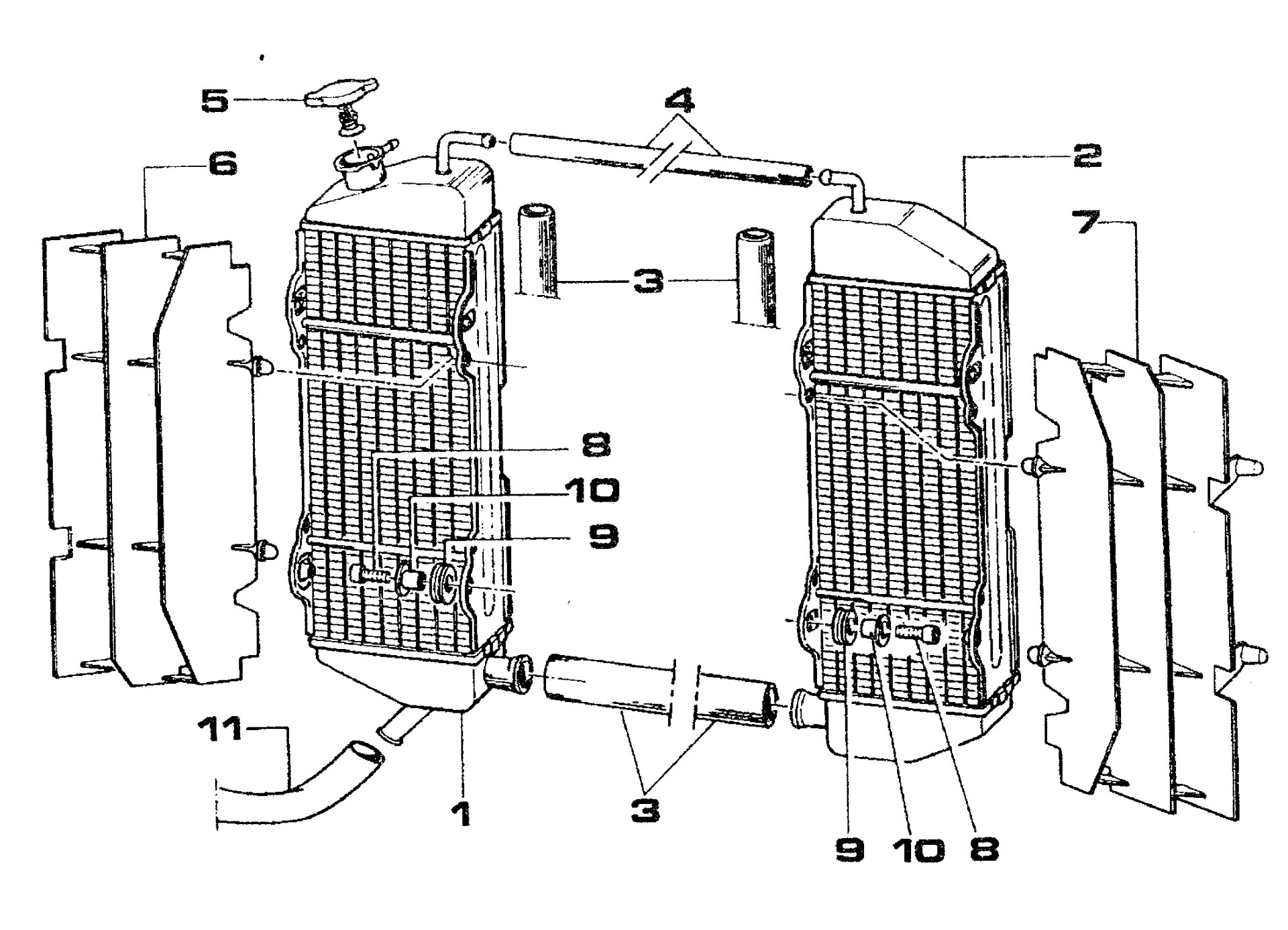 Pièces d'origine pour TM RACING 80 80 80 2 Temps MX/EN 2001 - Radiateur et refroidissement moteur