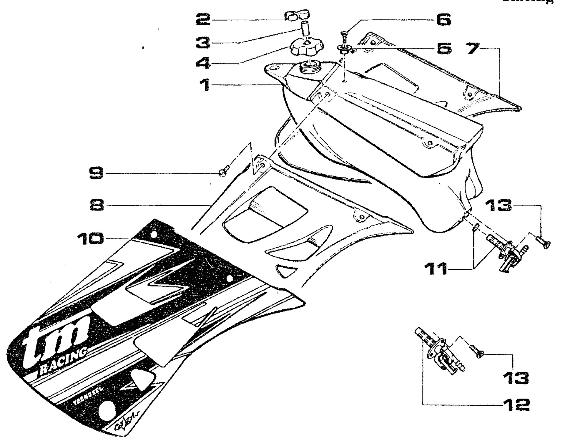 Pièces d'origine pour TM RACING 80 80 80 2 Temps MX/EN 2001 - Réservoir carburant