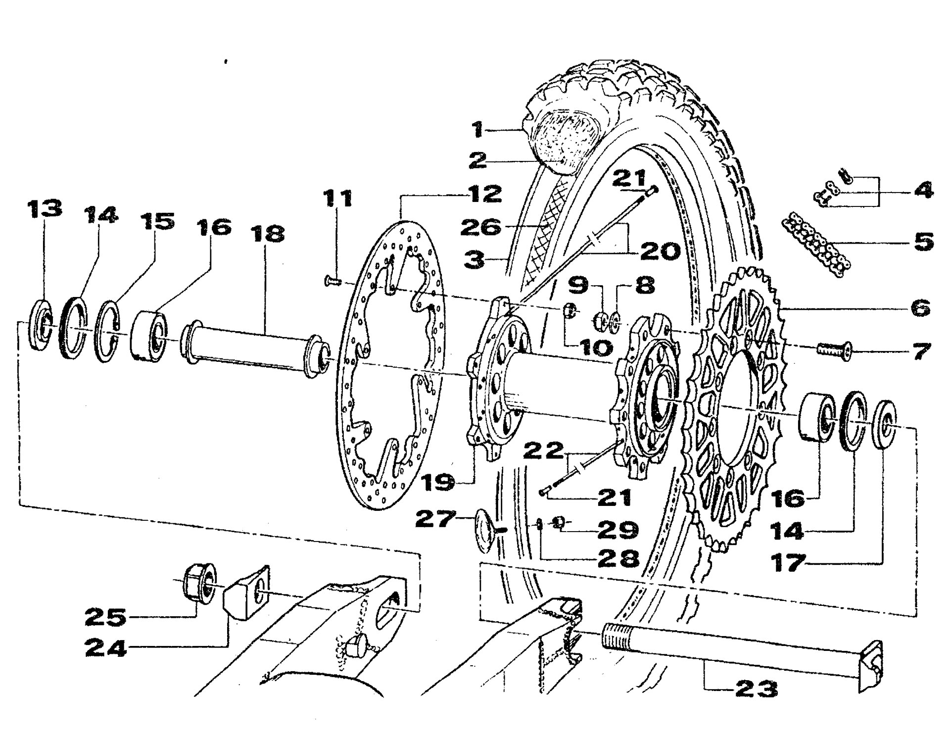 Pièces d'origine pour TM RACING 80 80 80 2 Temps MX/EN 2001 - Roue arrière