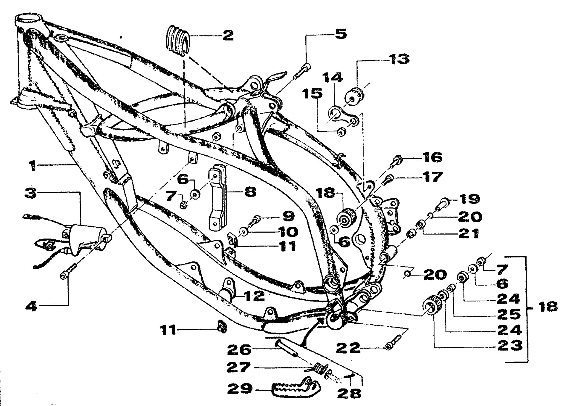 Pièces d'origine pour TM RACING 80 80 80 2 Temps MX/EN 2001 - Cadre MX
