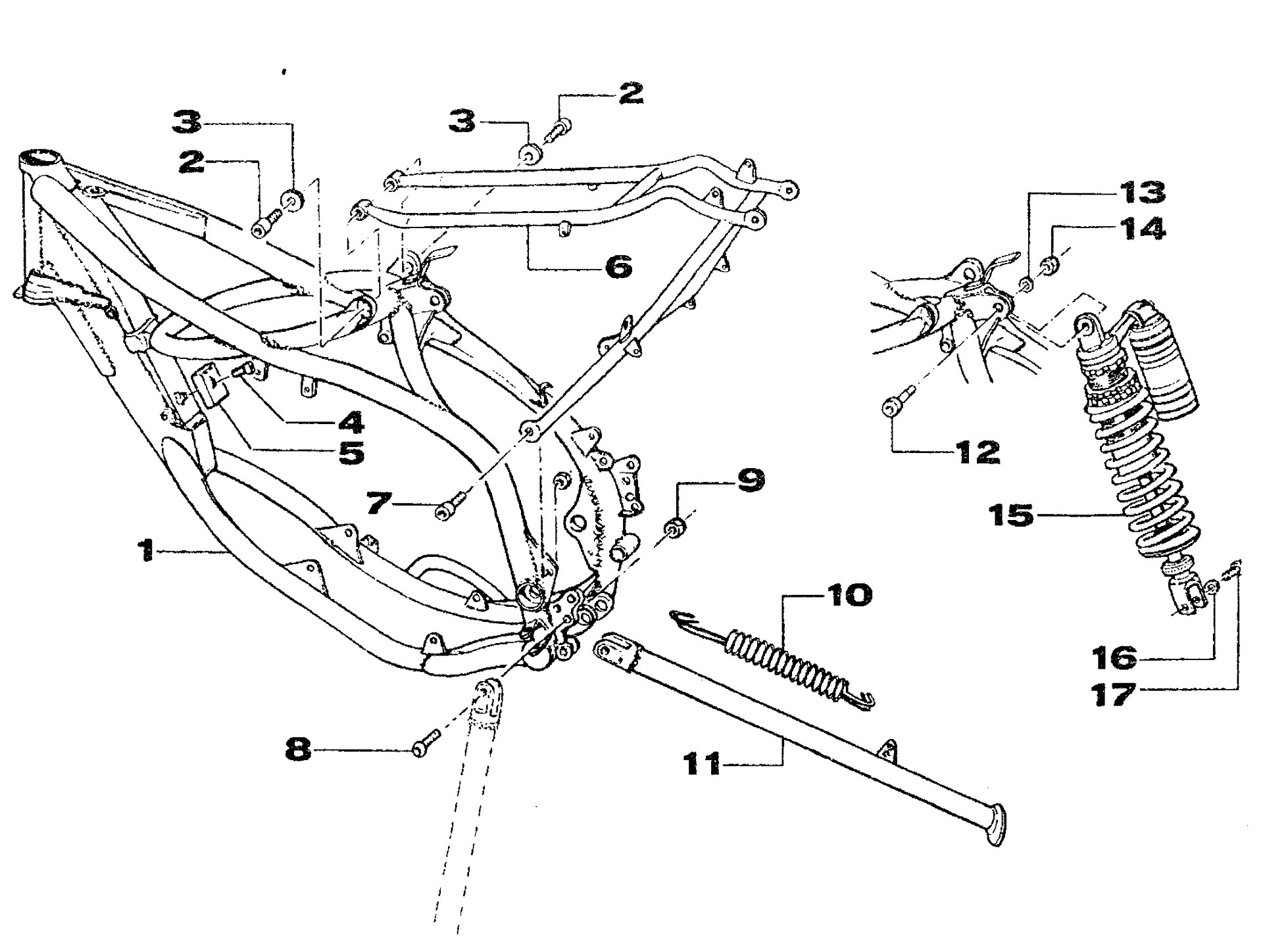 Pièces d'origine pour TM RACING 80 80 80 2 Temps MX/EN 2001 - Cadre et partie-cycle