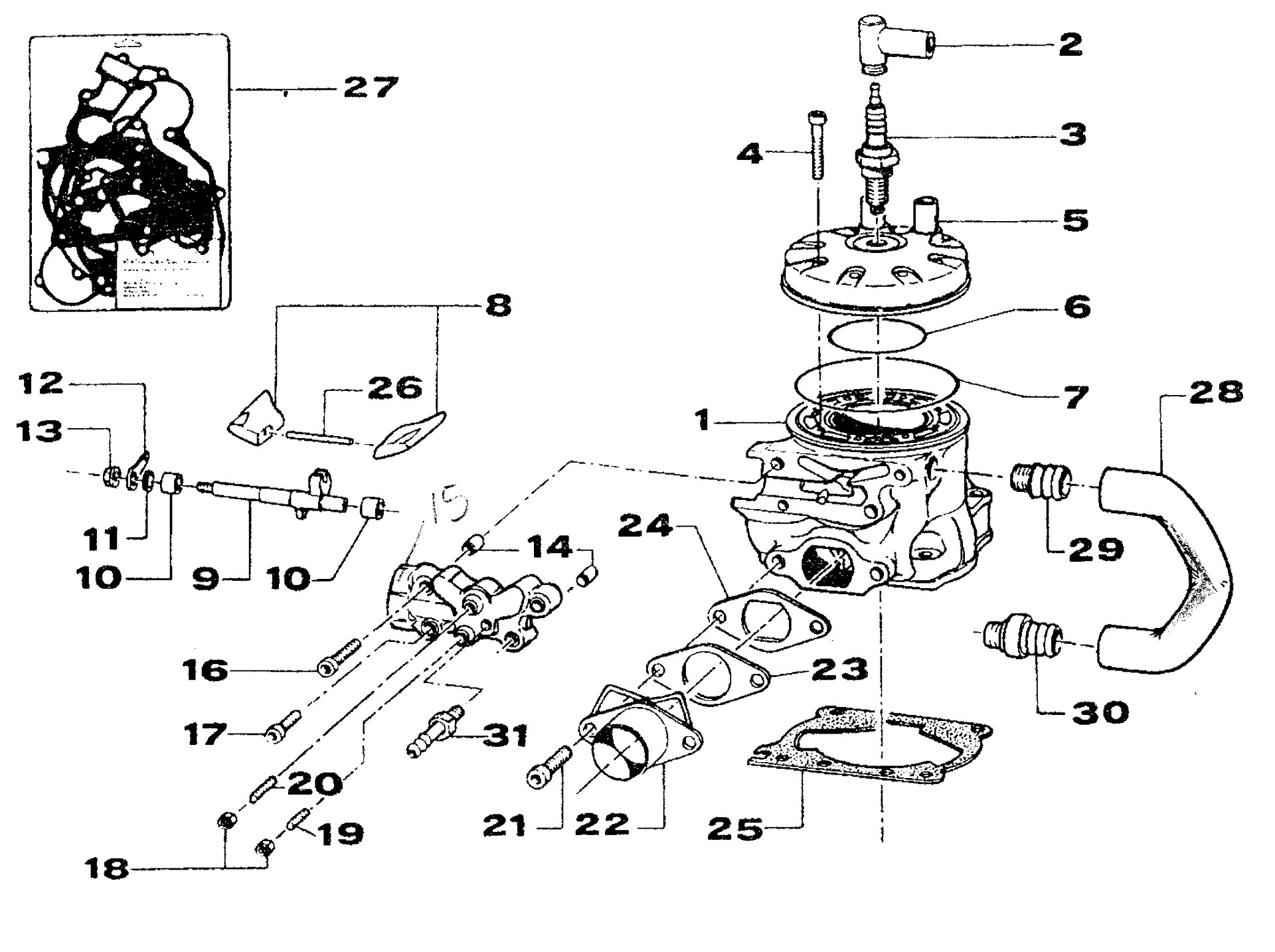 Pièces d'origine pour TM RACING 125 125 125 2 Temps MX/EN 2001 - Cylindre moteur