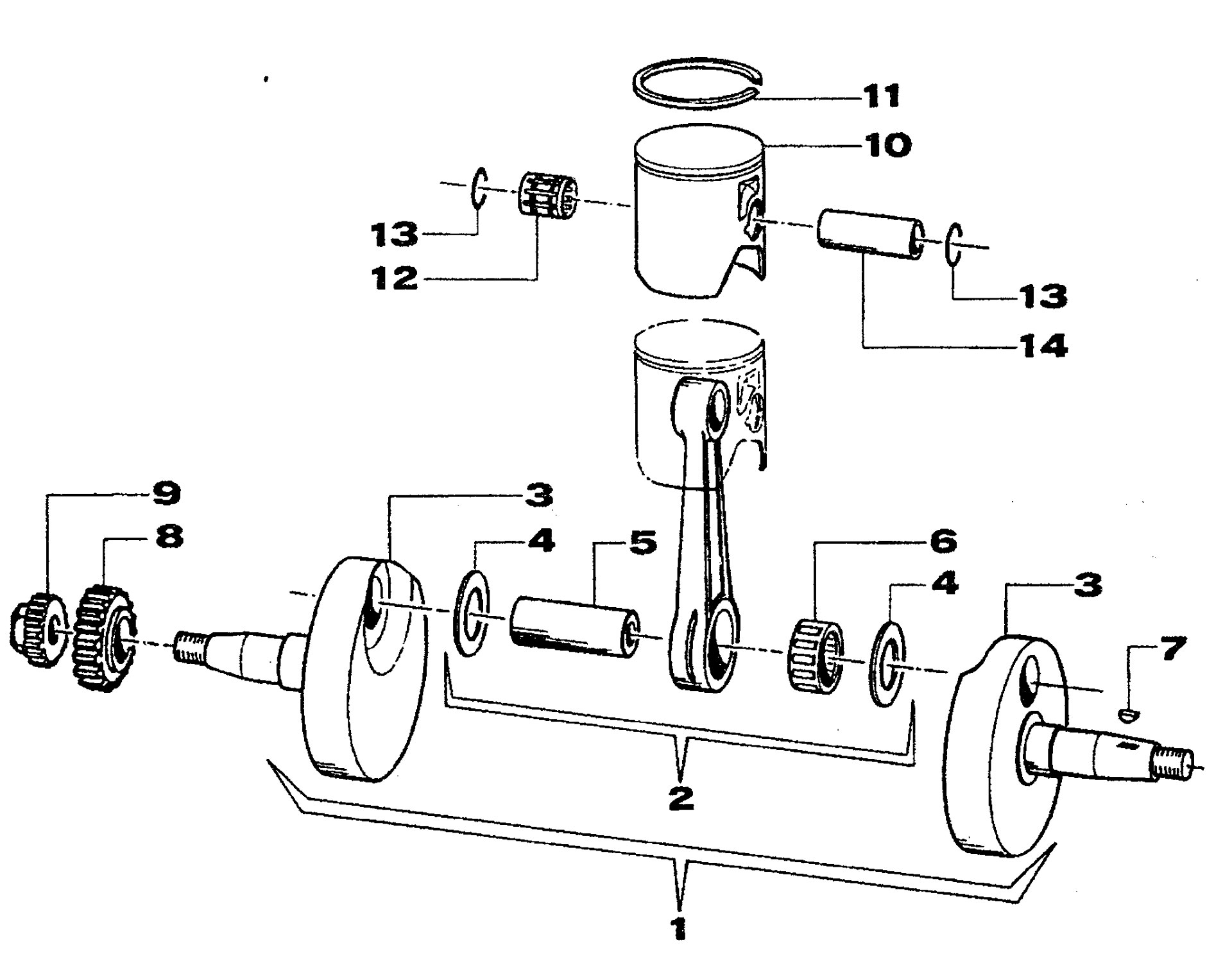 Pièces d'origine pour TM RACING 125 125 125 2 Temps MX/EN 2001 - Arbre moteur et piston