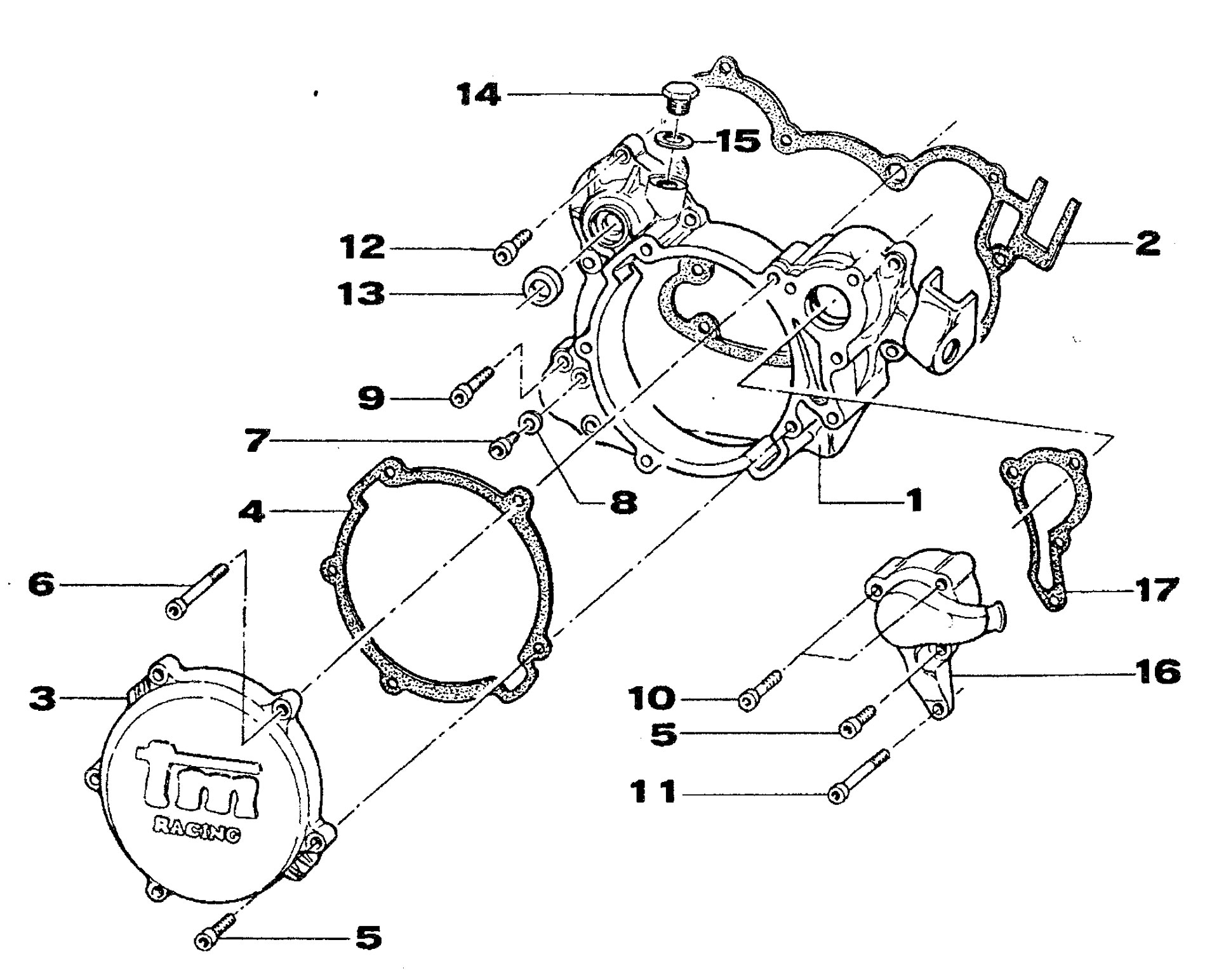 Pièces d'origine pour TM RACING 125 125 125 2 Temps MX/EN 2001 - Couvercle d'embrayage