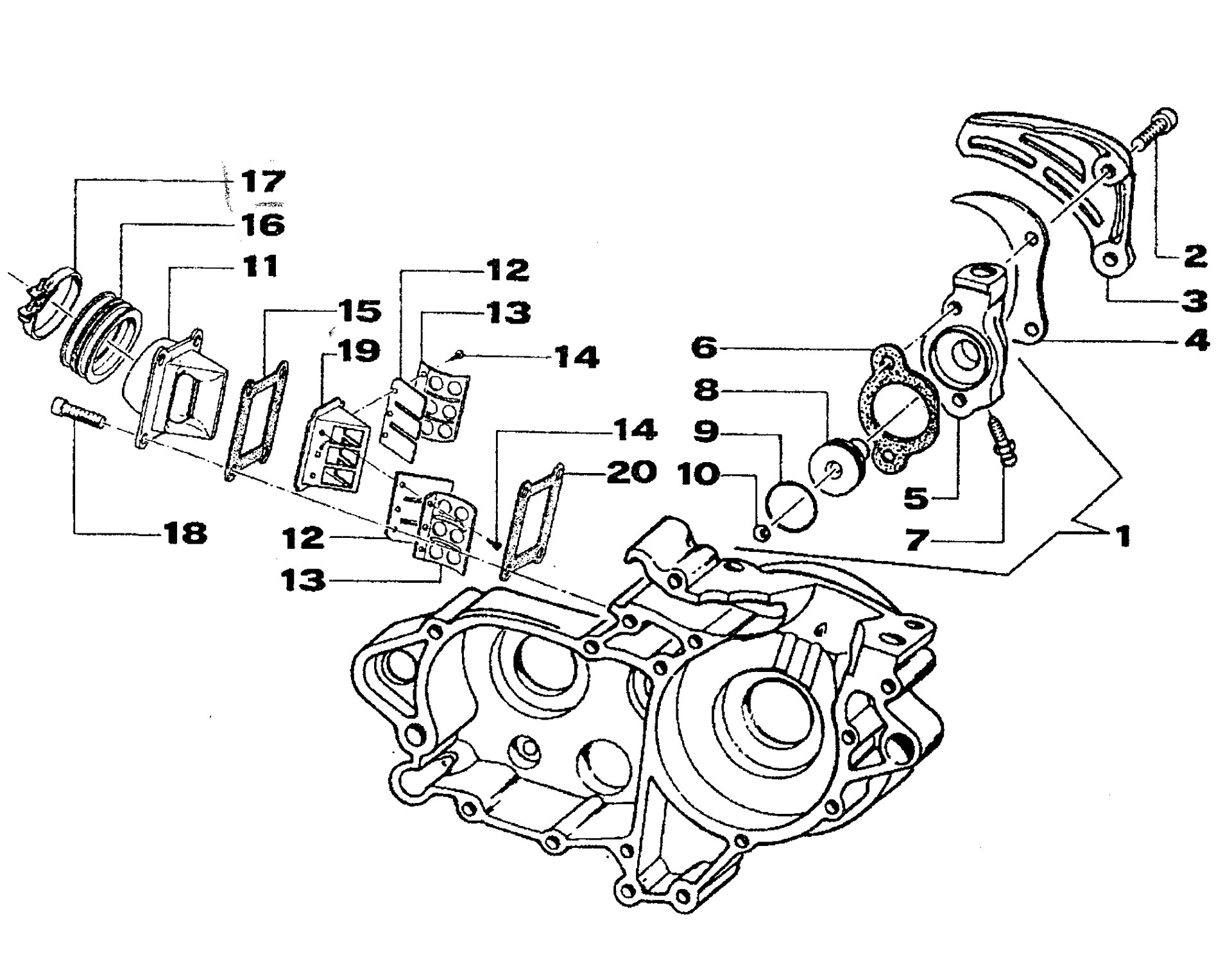 Pièces d'origine pour TM RACING 125 125 125 2 Temps MX/EN 2001 - Admission d'air et récepteur d'embrayage