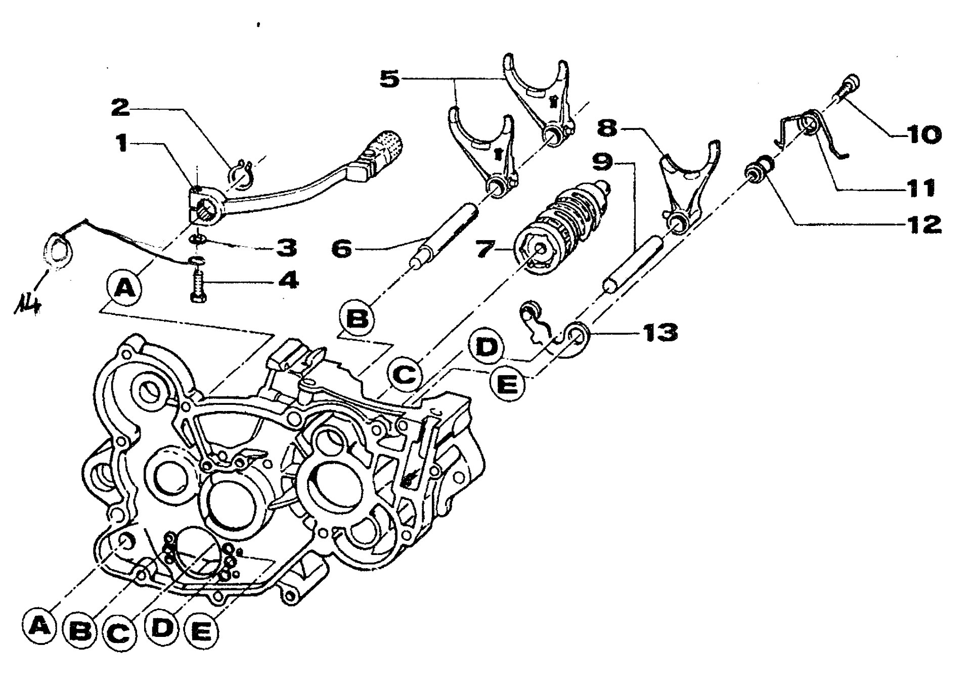 Pièces d'origine pour TM RACING 125 125 125 2 Temps MX/EN 2001 - Fourchettes et sélecteurs de boîte de vitesses