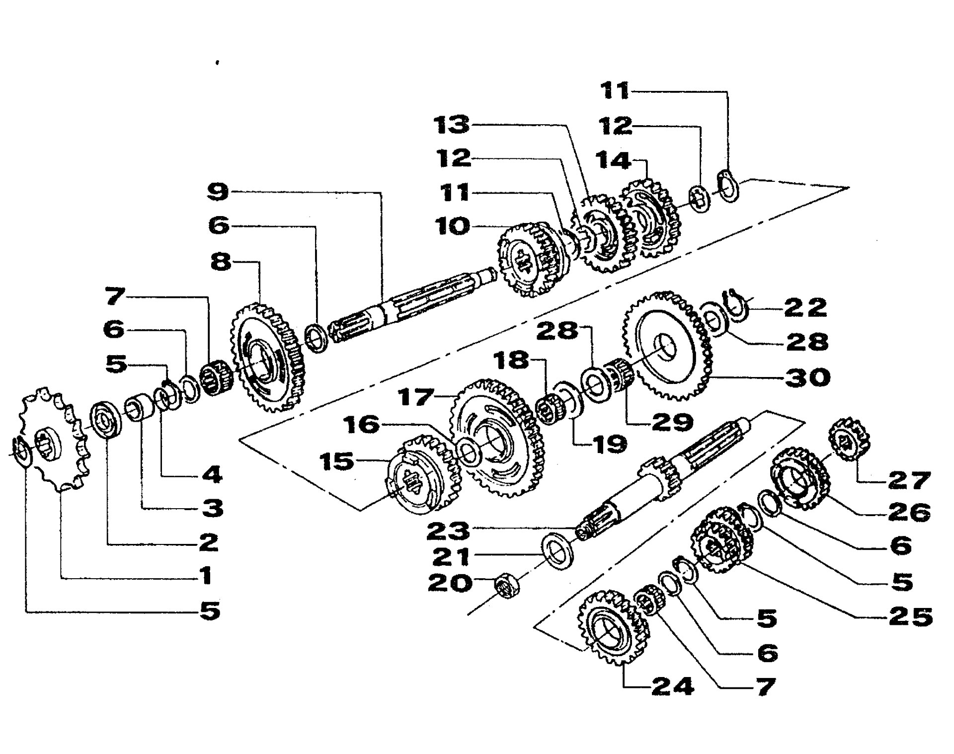 Pièces d'origine pour TM RACING 125 125 125 2 Temps MX/EN 2001 - Boîte de vitesse MX