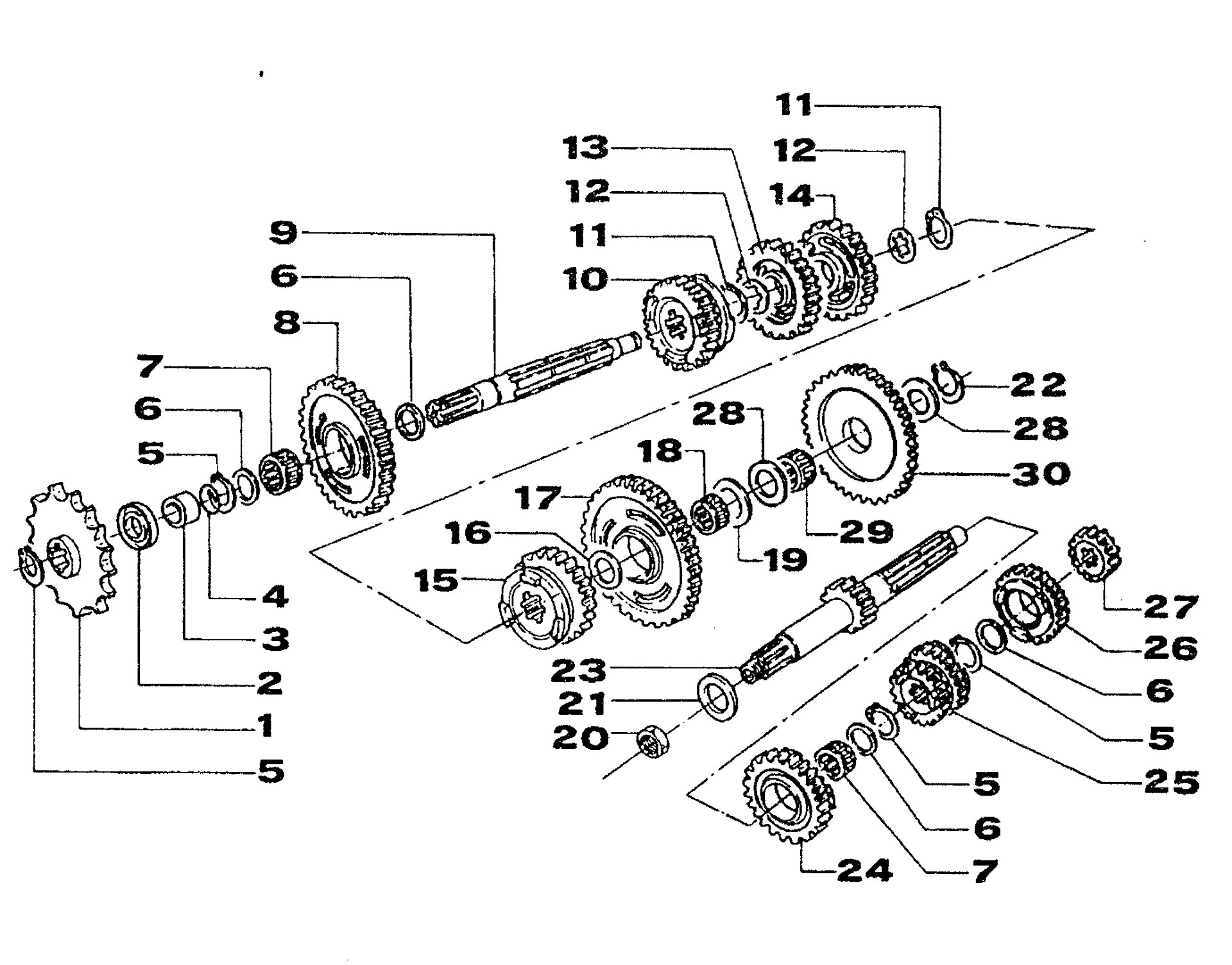 Pièces d'origine pour TM RACING 125 125 125 2 Temps MX/EN 2001 - Boîte de vitesse