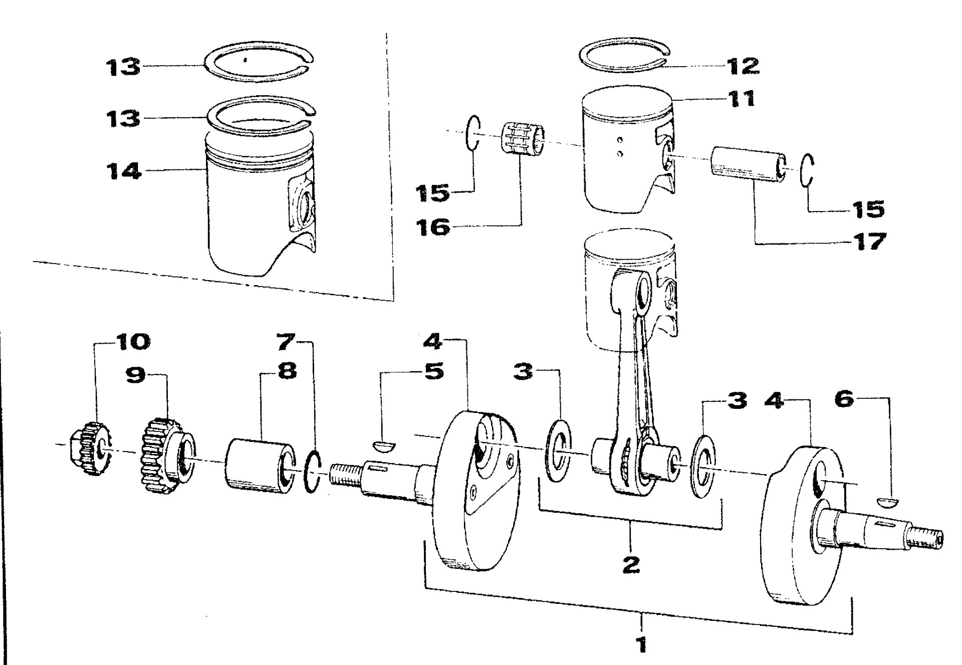 Pièces d'origine pour TM RACING 250 250 250 2 Temps MX/EN 2001 - Vilebrequin et piston