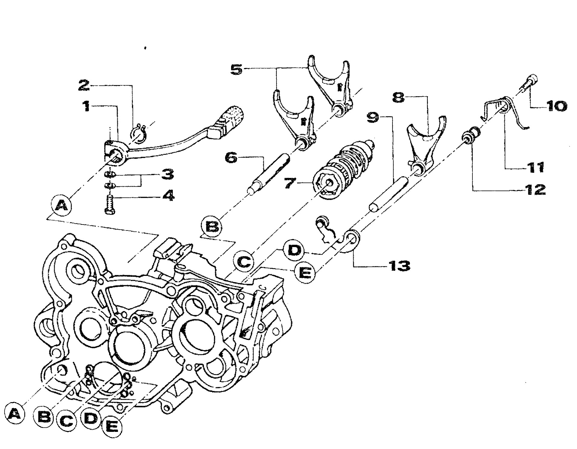 Pièces d'origine pour TM RACING 250 250 250 2 Temps MX/EN 2001 - Fourchettes et sélecteurs de boîte de vitesses