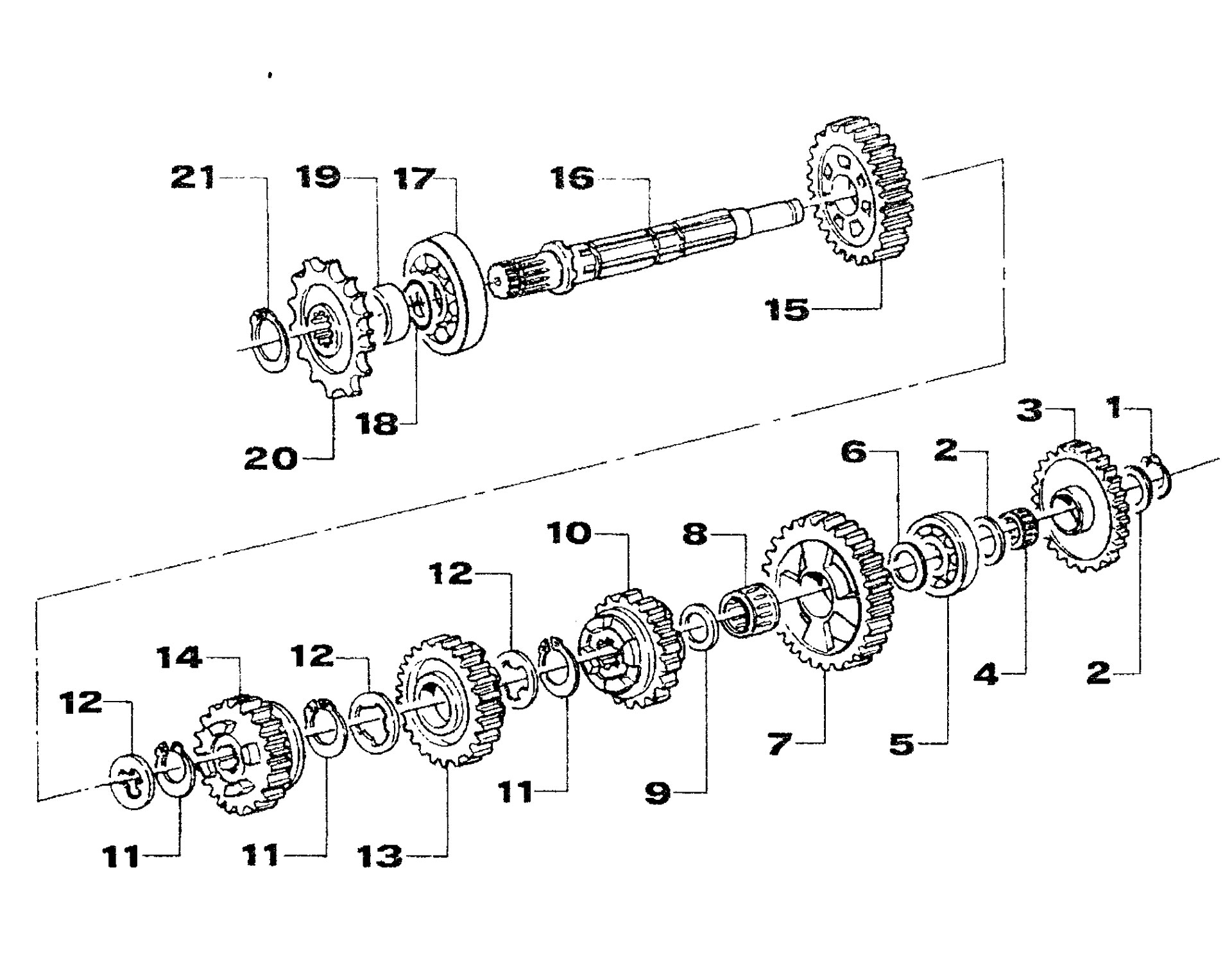 Pièces d'origine pour TM RACING 250 250 250 2 Temps MX/EN 2001 - Arbre d'équilibrage