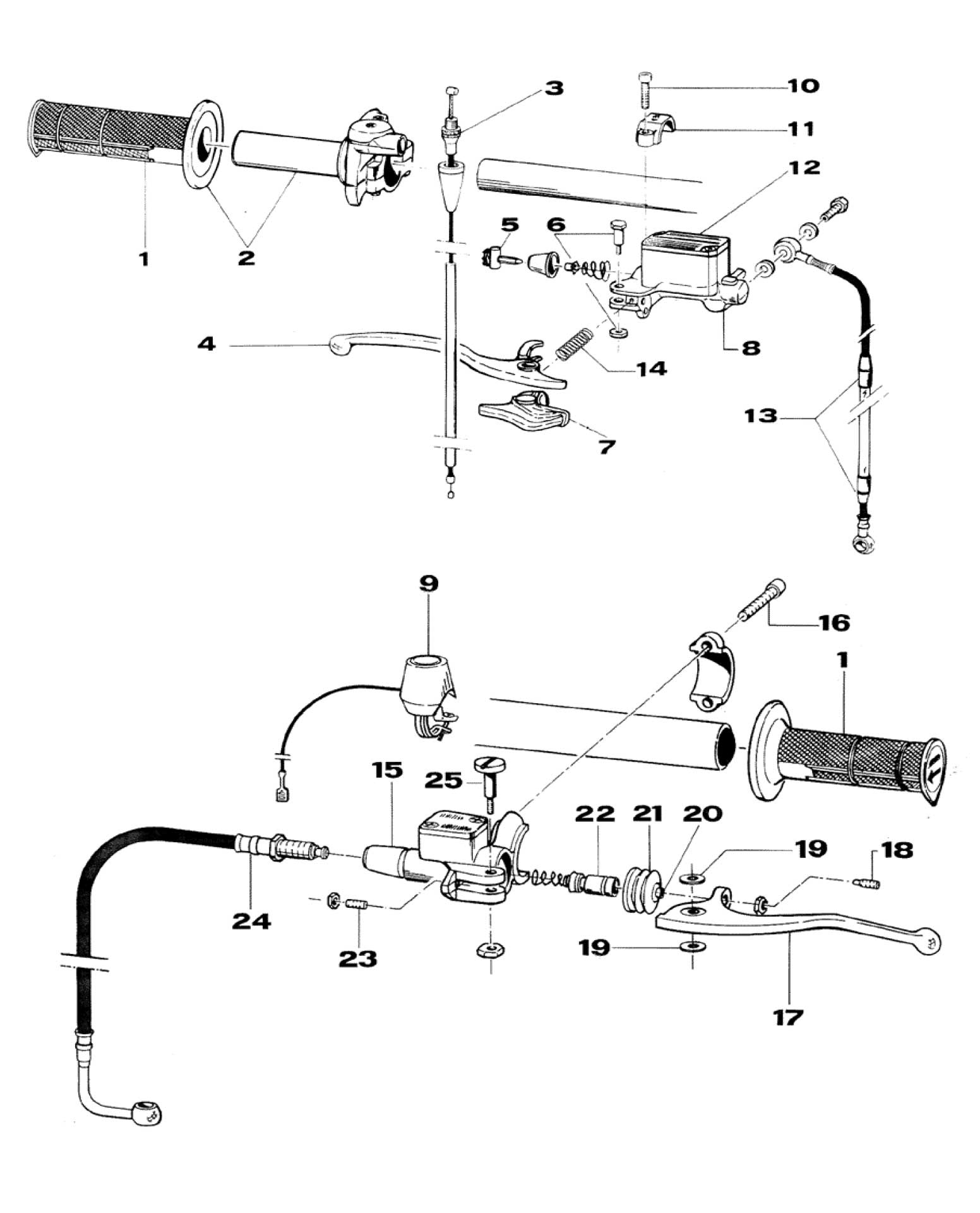 Pièces d'origine pour TM RACING 80 80 80 2 Temps Junior 2002 - Maître-cylindre de frein et d'embrayage