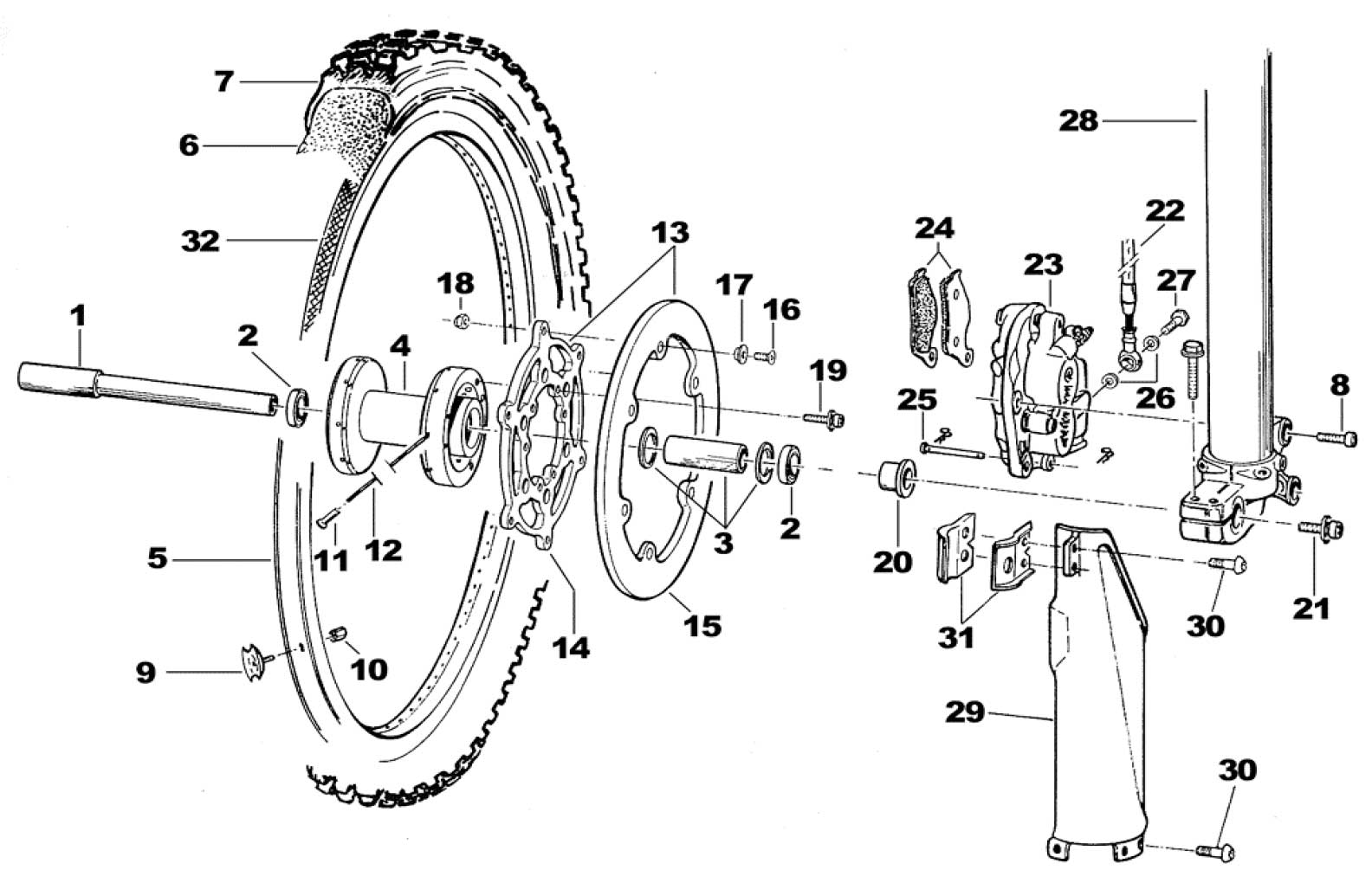 Pièces d'origine pour TM RACING 80 80 80 2 Temps Junior 2002 - Roue avant et frein