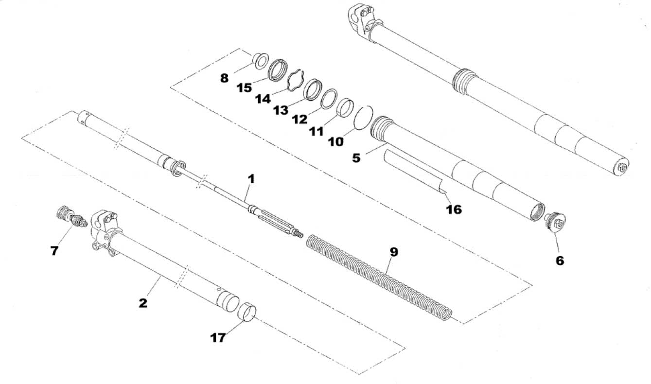 Pièces d'origine pour TM RACING 80 80 80 2 Temps Junior 2002 - Fourche avant Paioli