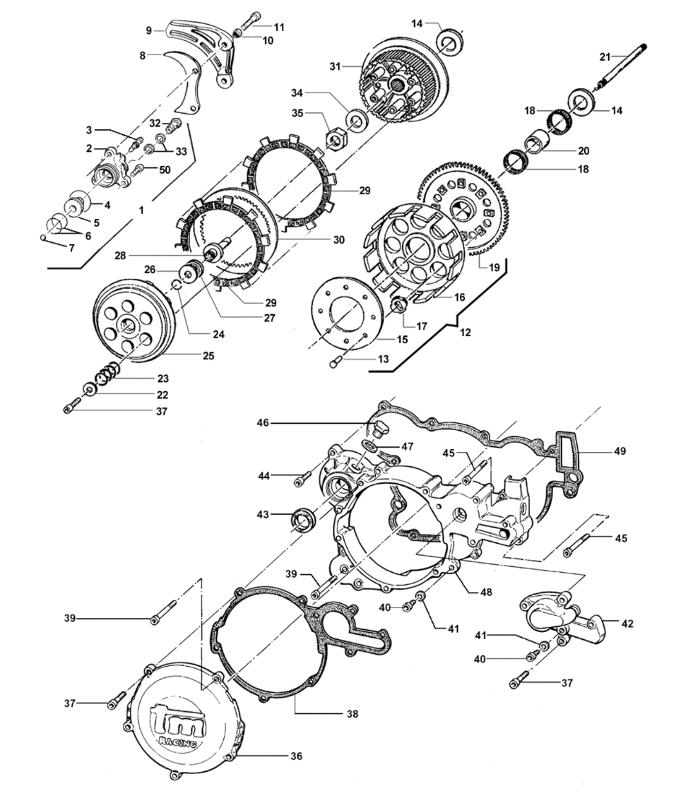 Pièces d'origine pour TM RACING 125 125 125 2 Temps MX/EN 2005 - Embrayage