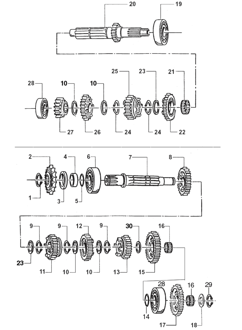 Pièces d'origine pour TM RACING 125 125 125 2 Temps MX/EN 2005 - Boîte de vitesse